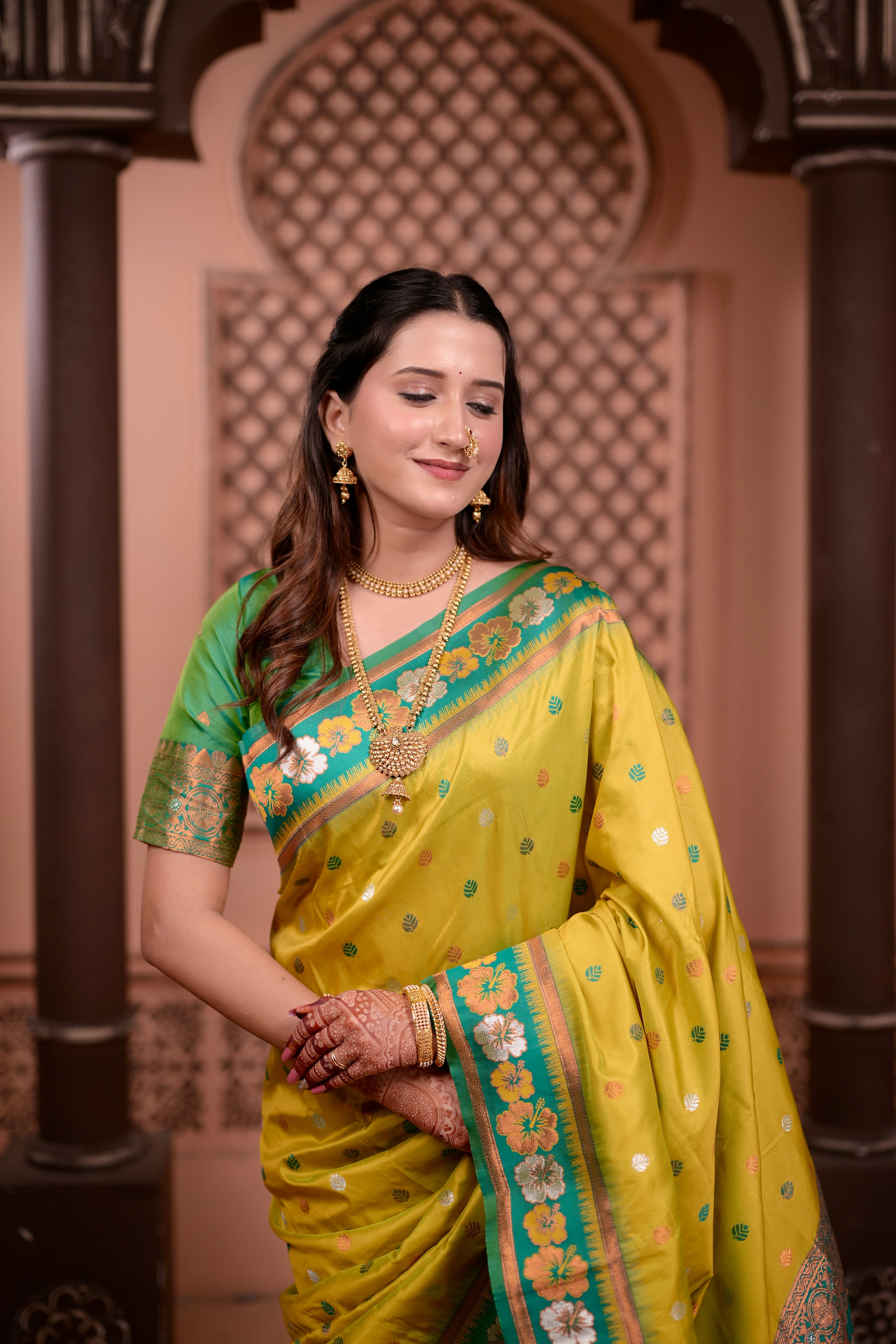 Dusty Yellow Traditional Soft Silk Saree