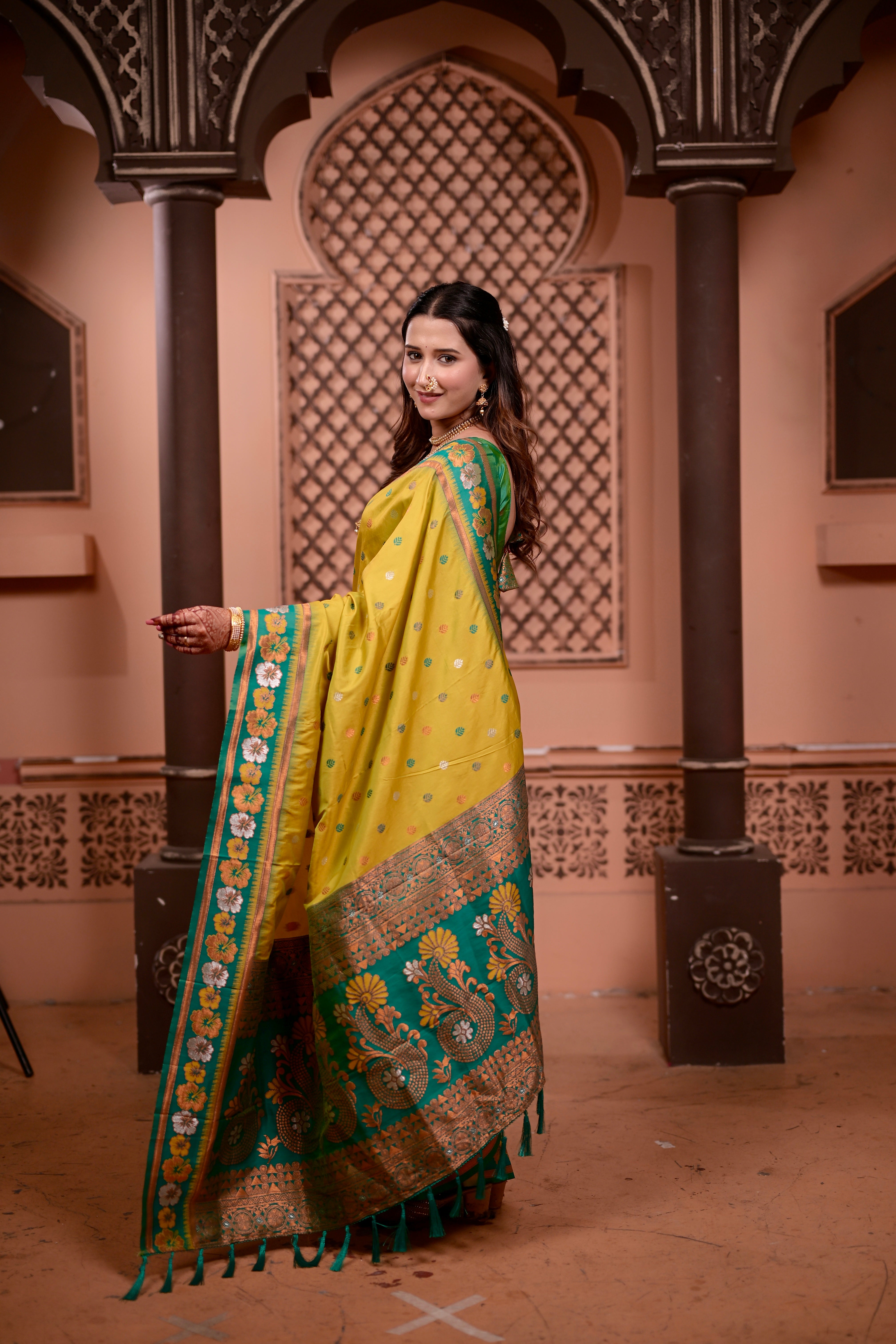 Dusty Yellow Traditional Soft Silk Saree