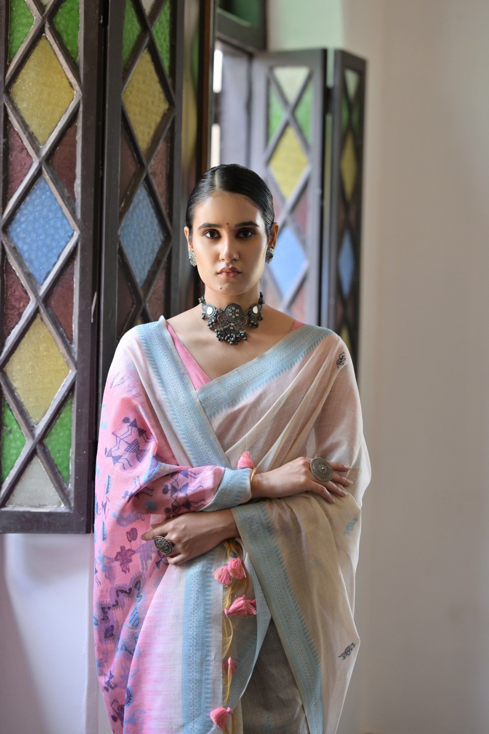 Firozi Muga Cotton Saree