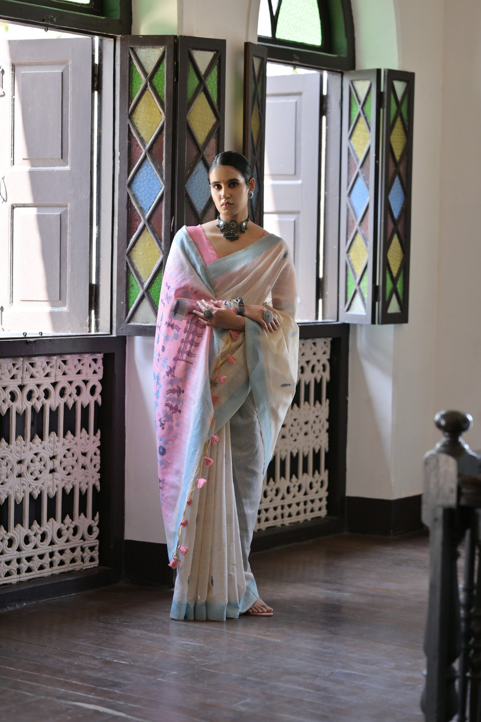 Firozi Muga Cotton Saree