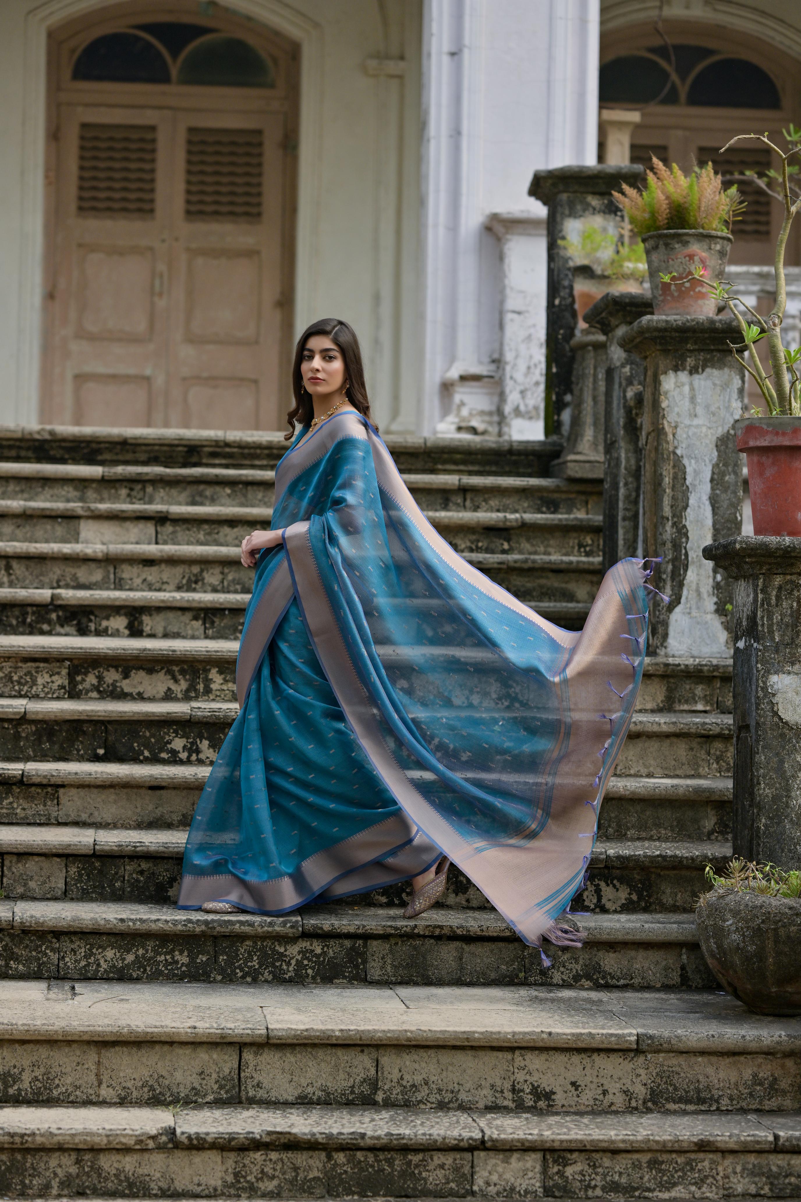 Firozi Soft Kalyani Silk Saree