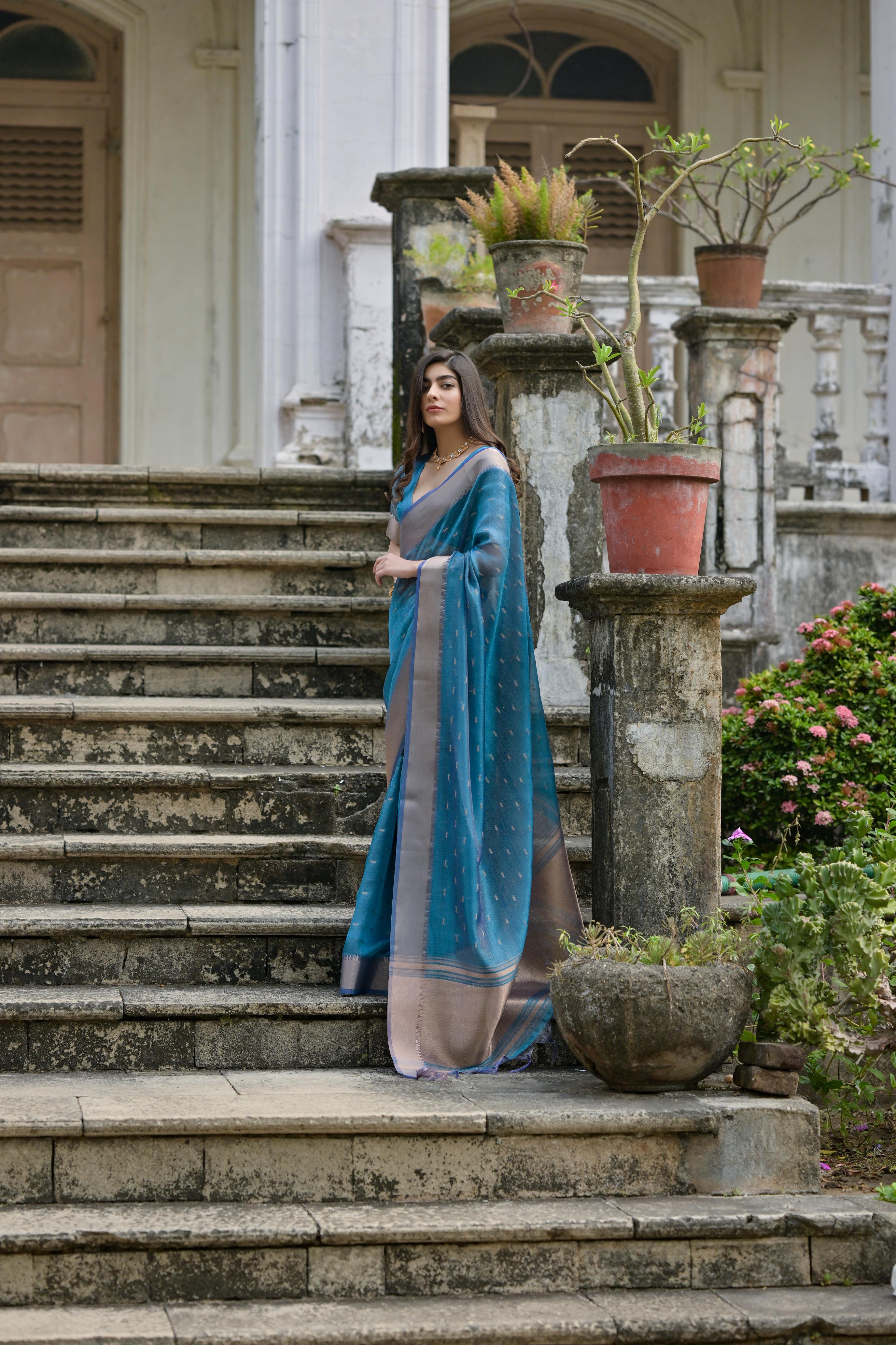 Firozi Soft Kalyani Silk Saree