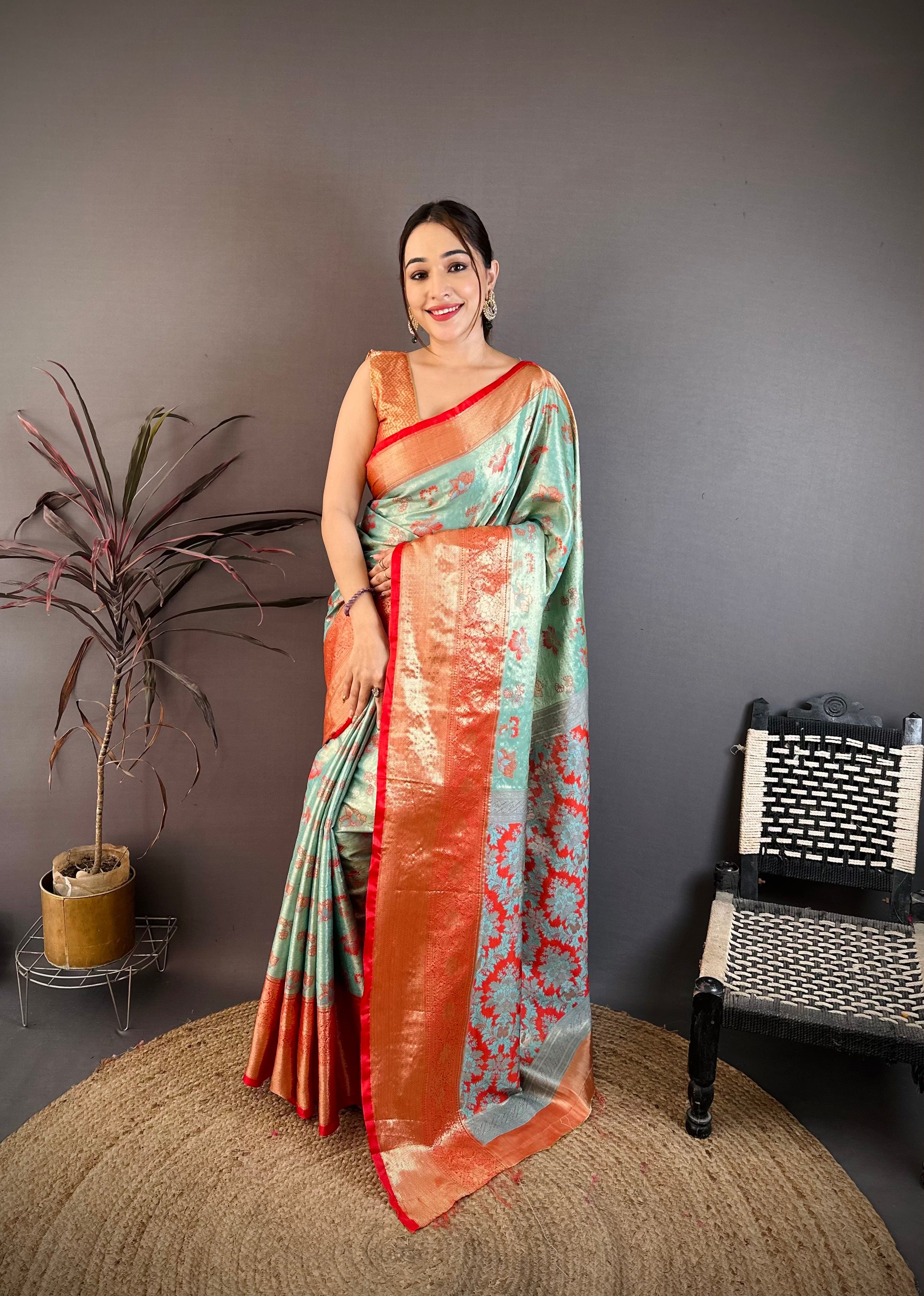 Floral Wedding Wear Kanjivaram Saree