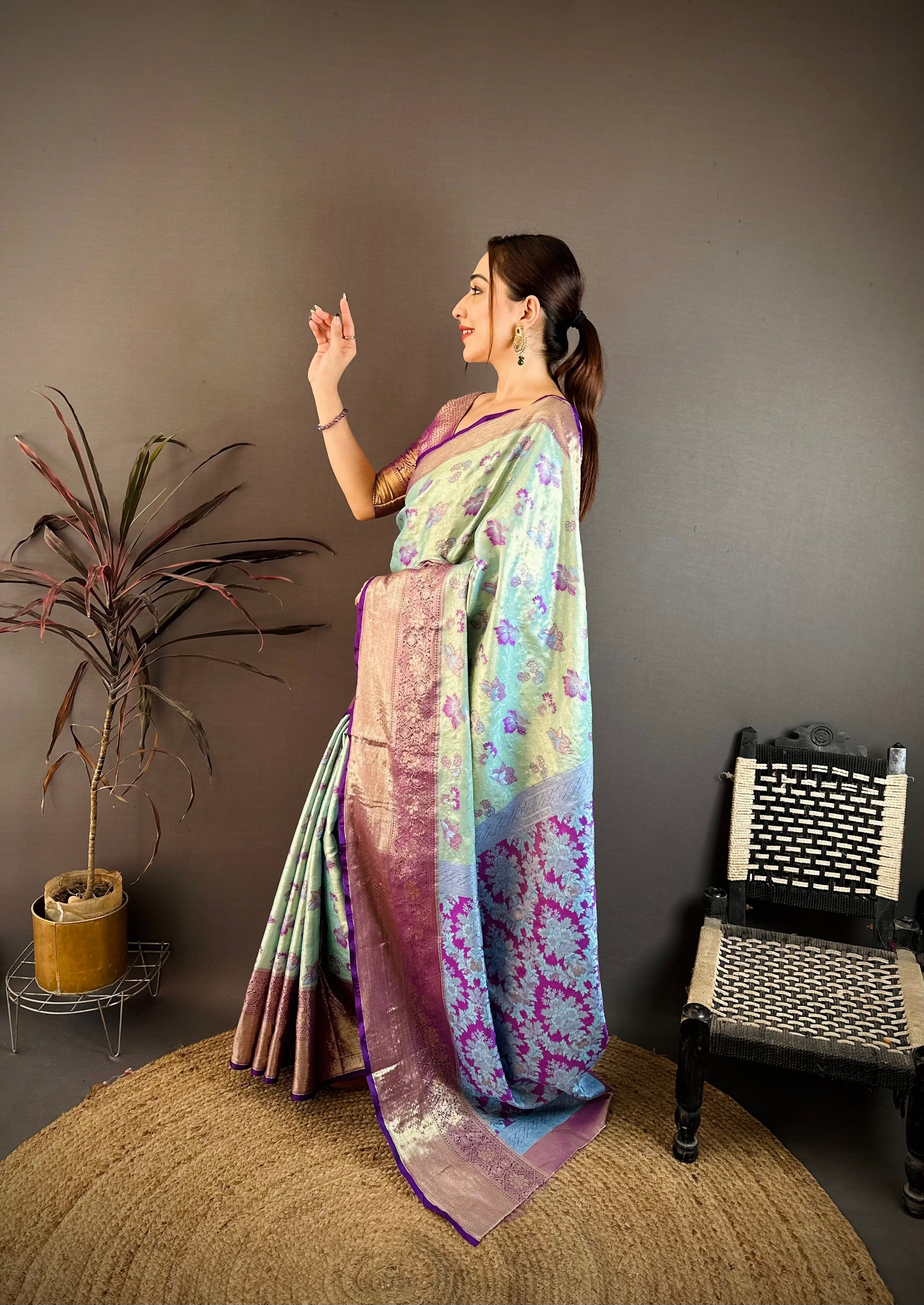 Floral Wedding Wear Kanjivaram Saree
