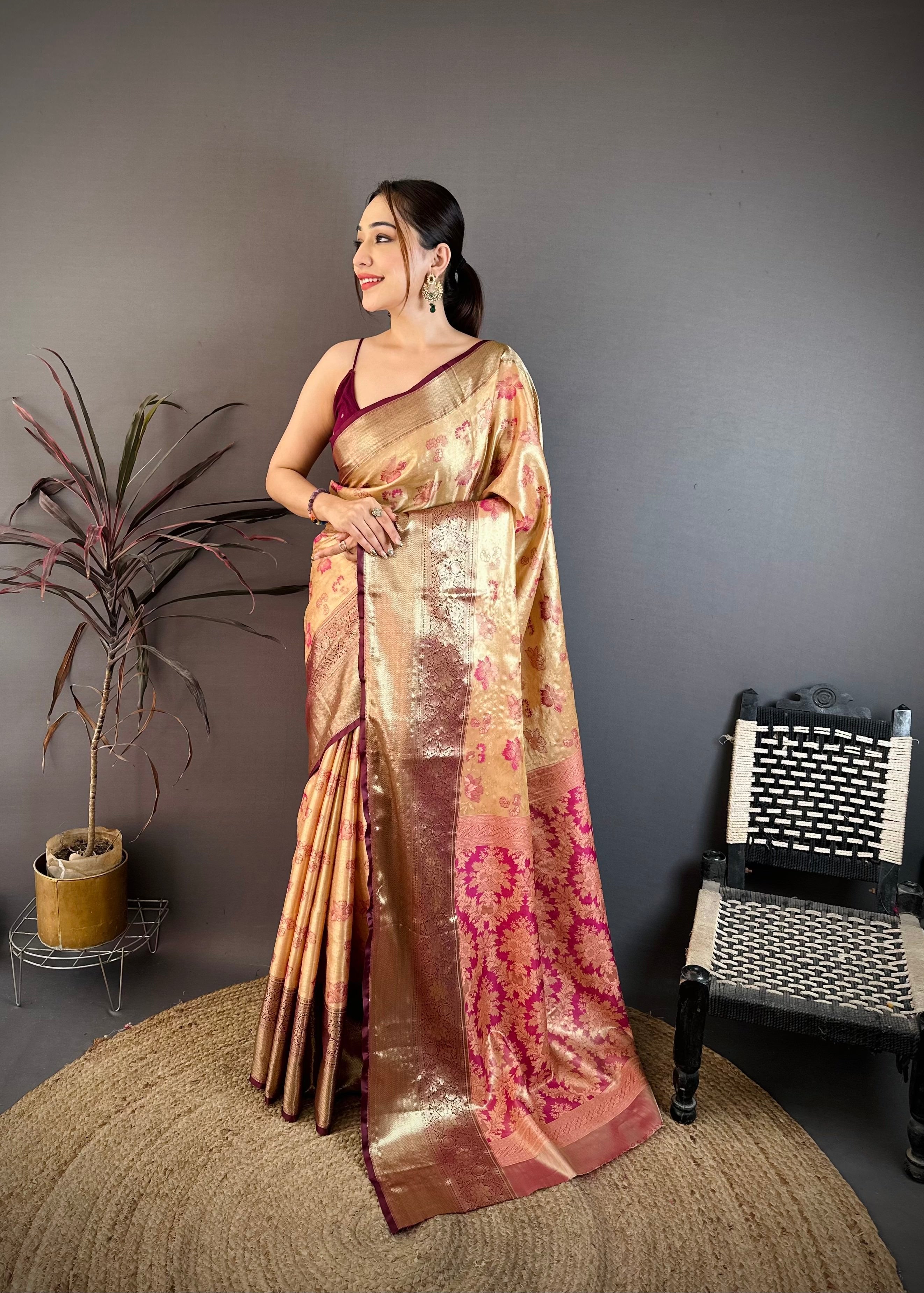 Floral Wedding Wear Kanjivaram Saree