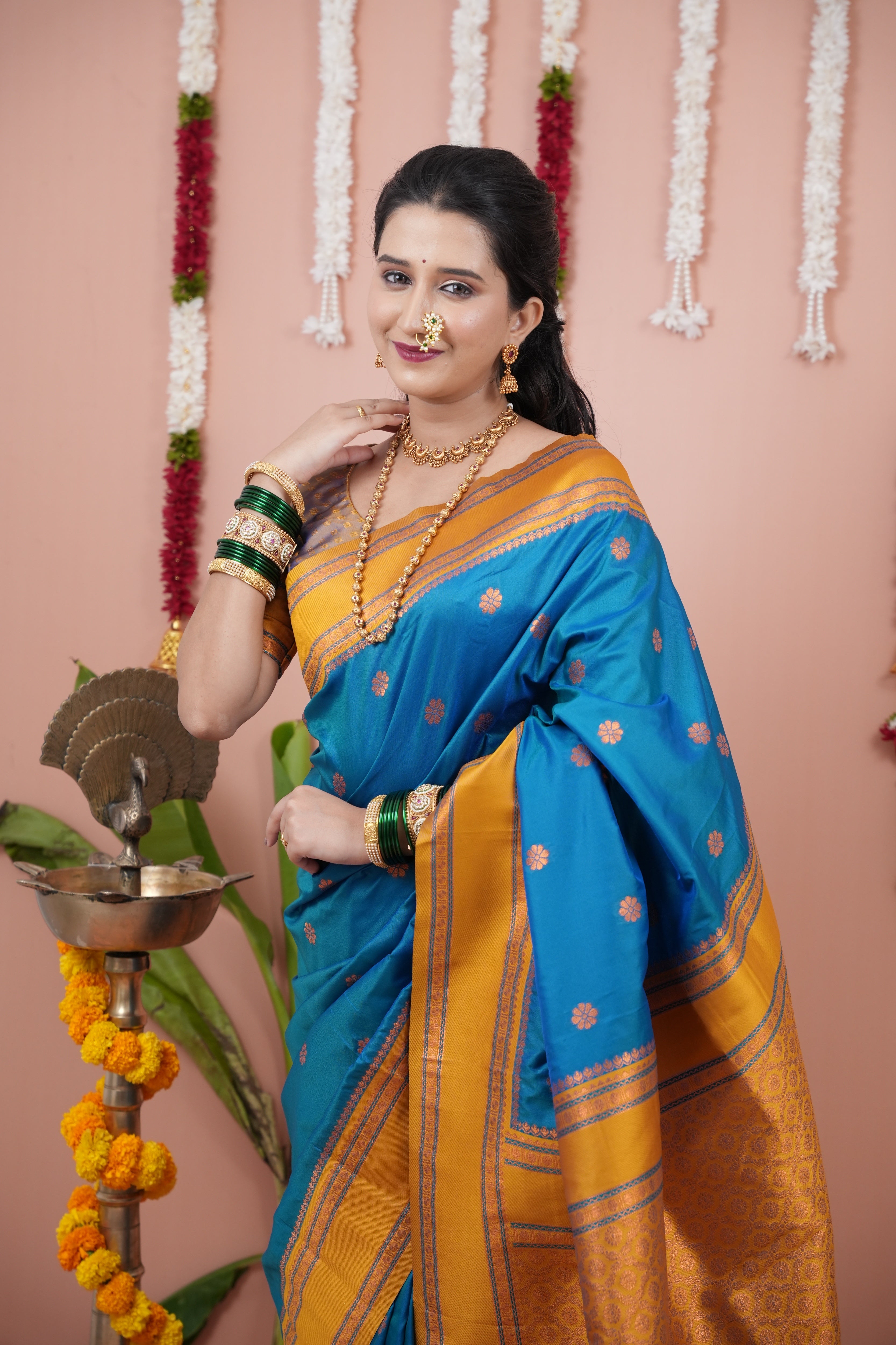 French Blue Wedding Wear Soft Silk Saree
