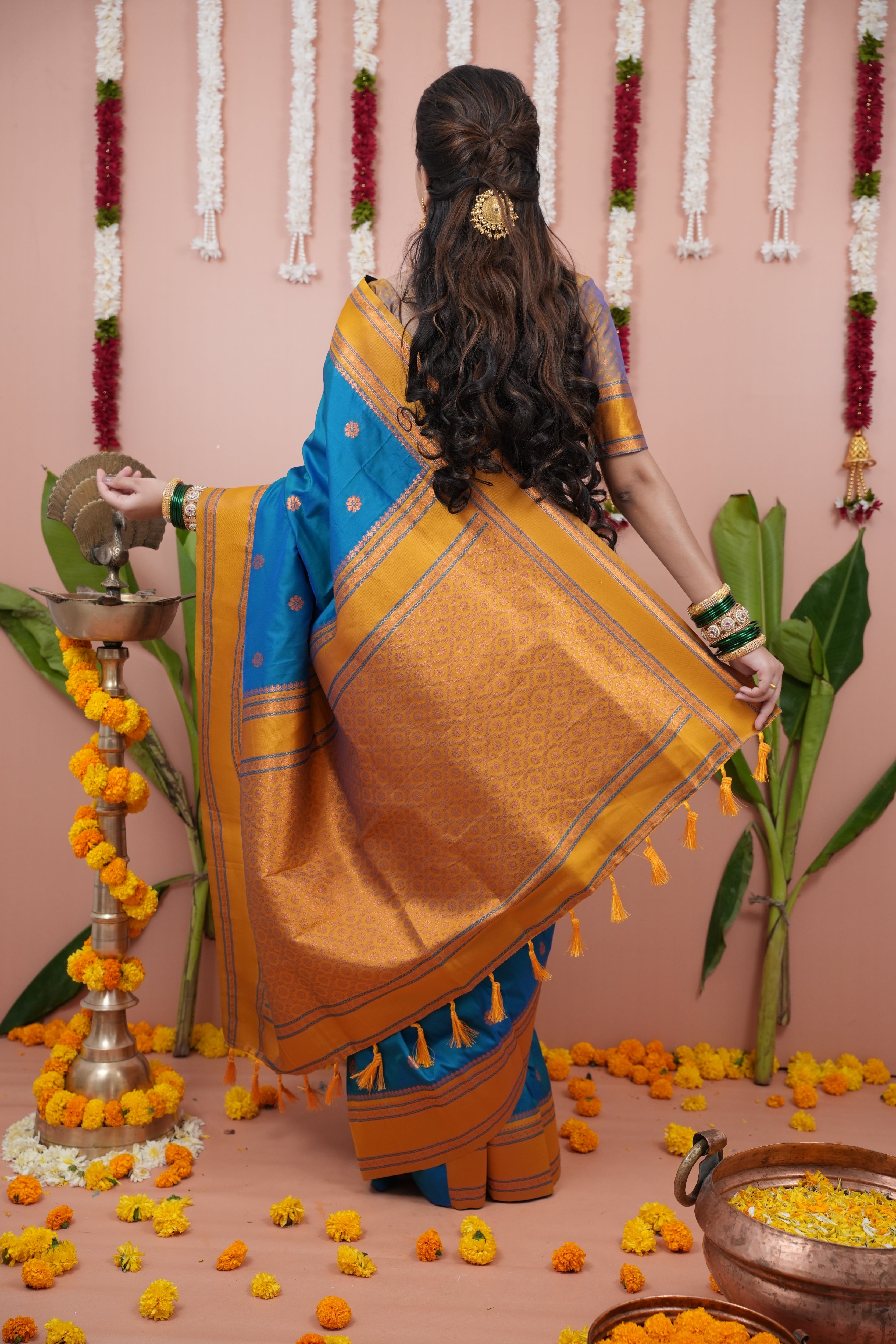 French Blue Wedding Wear Soft Silk Saree