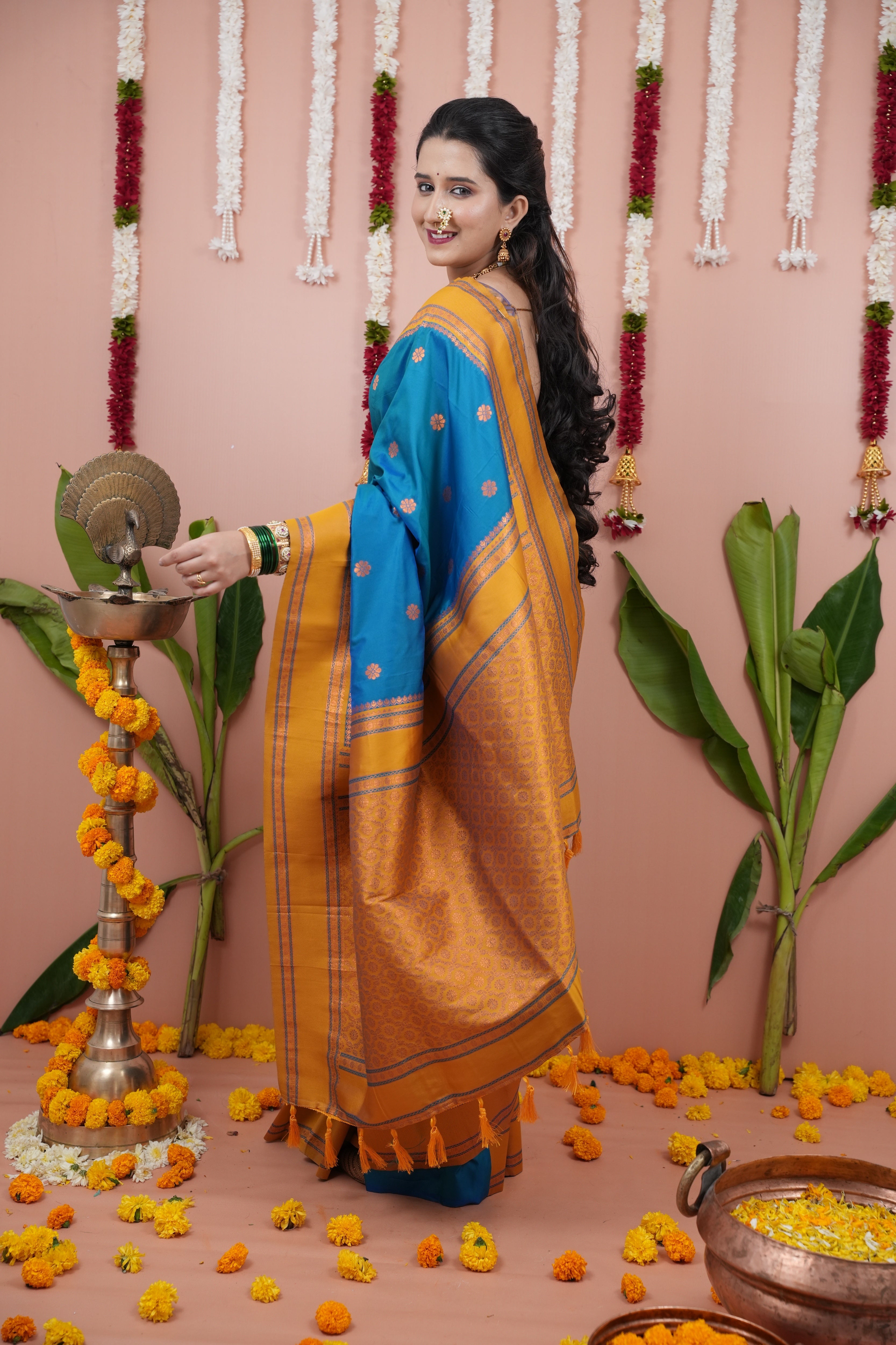French Blue Wedding Wear Soft Silk Saree
