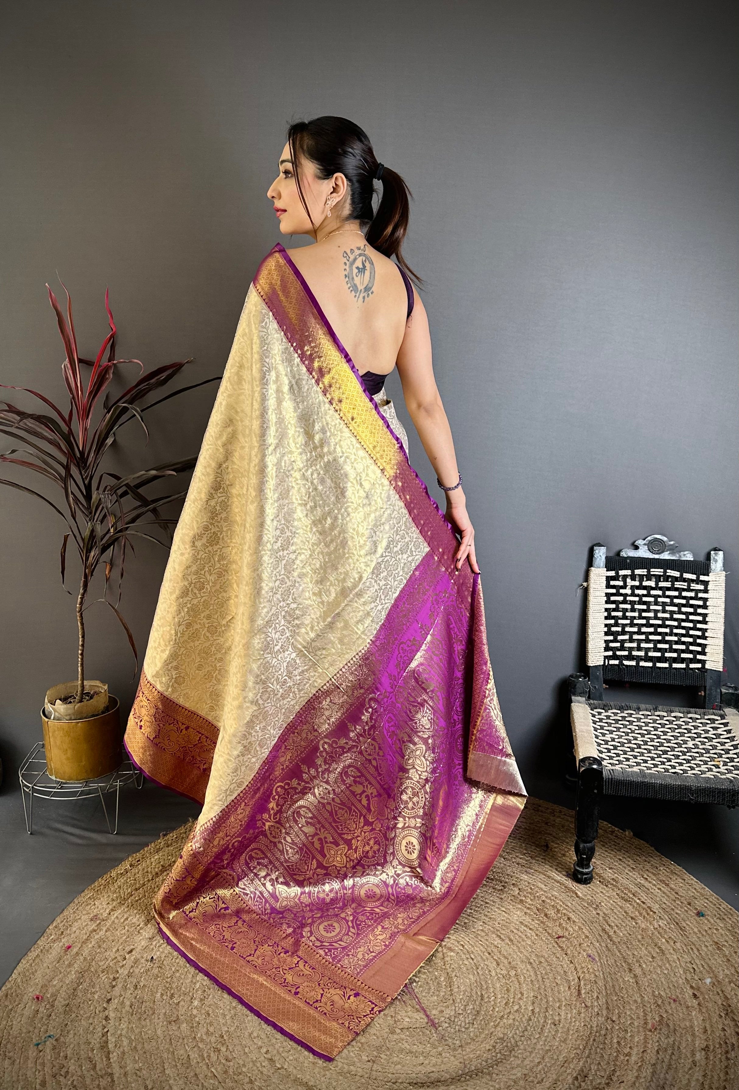 Grape Purple Wedding Wear Kanchipuram Silk Saree