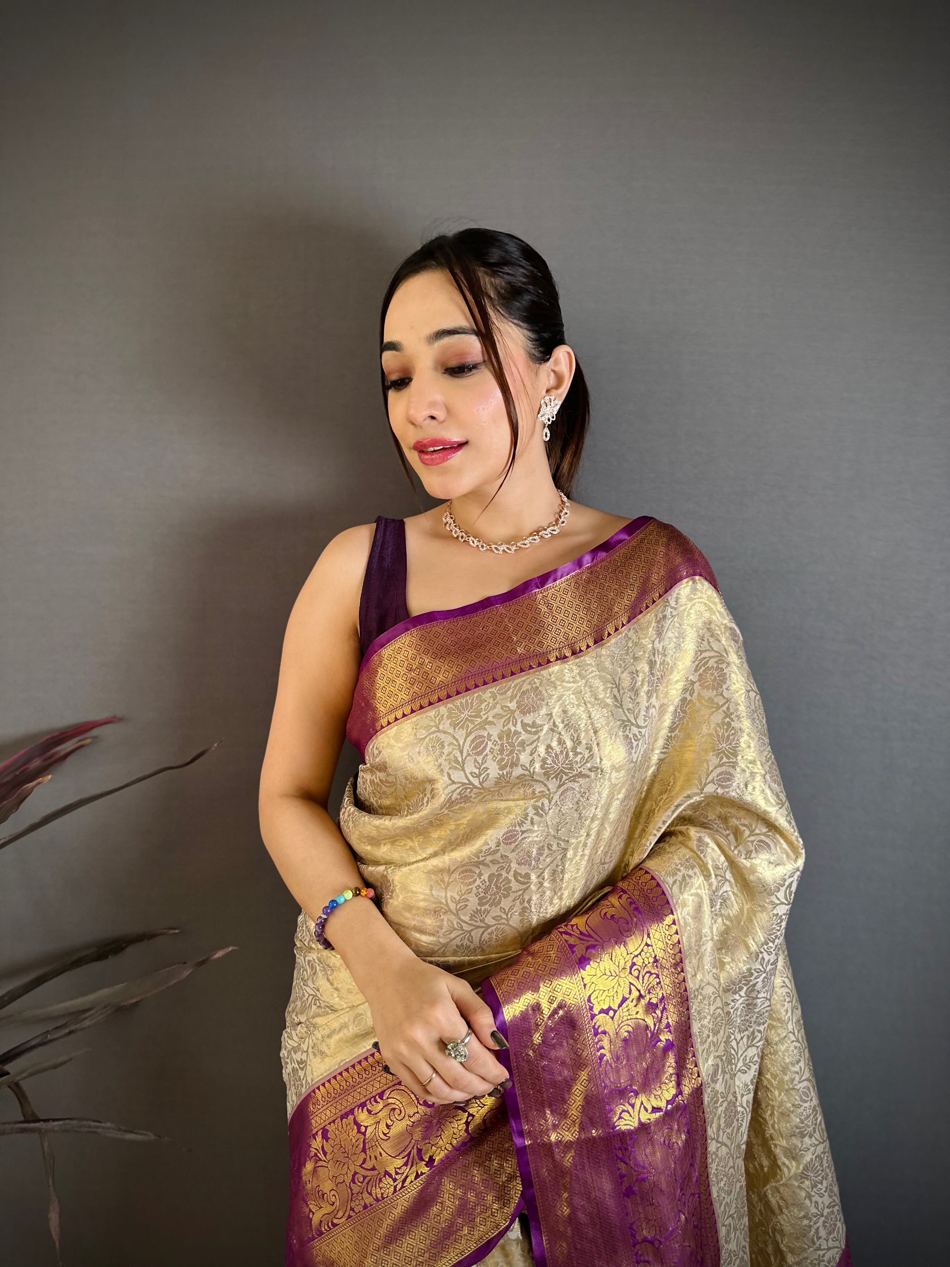 Grape Purple Wedding Wear Kanchipuram Silk Saree