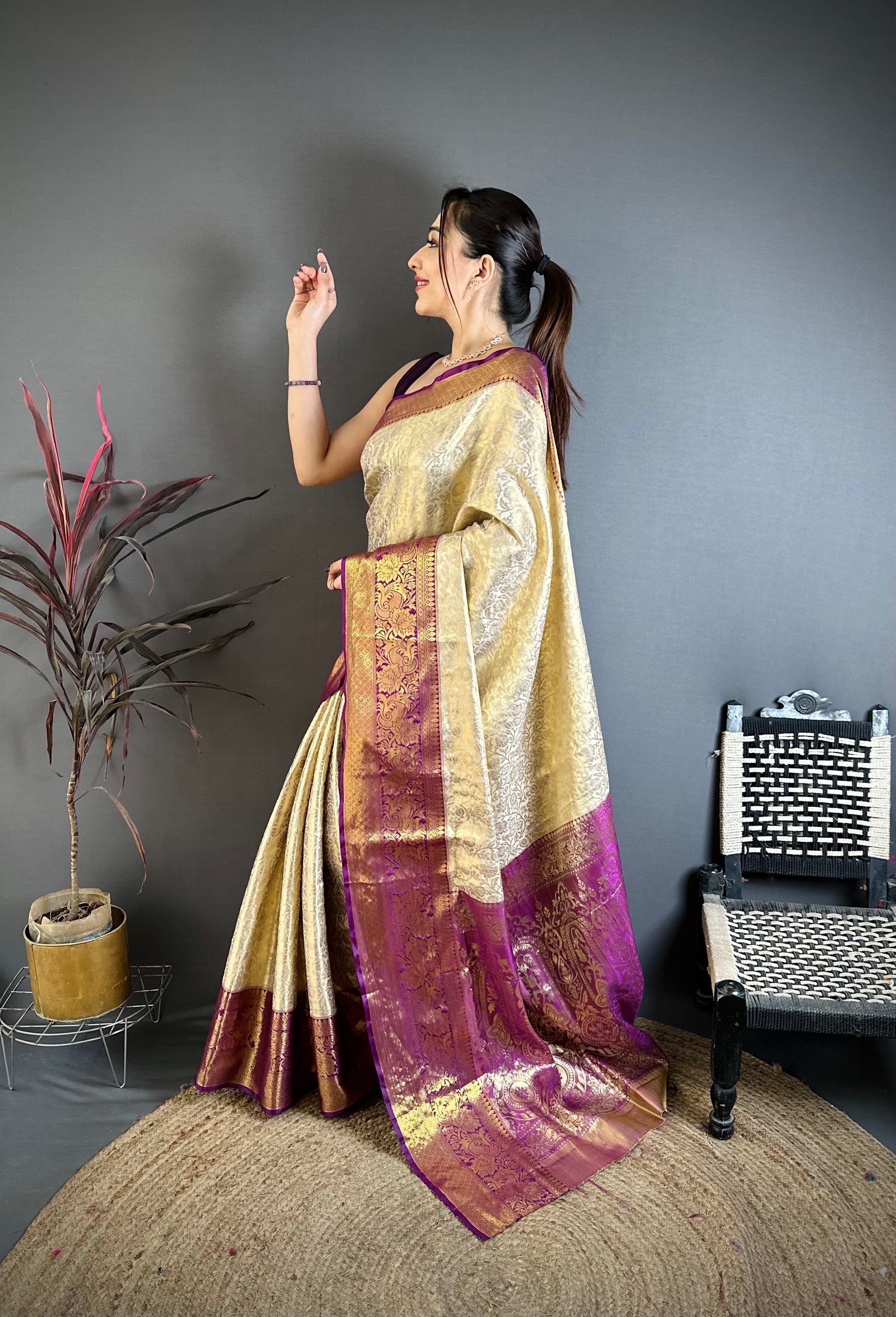 Grape Purple Wedding Wear Kanchipuram Silk Saree