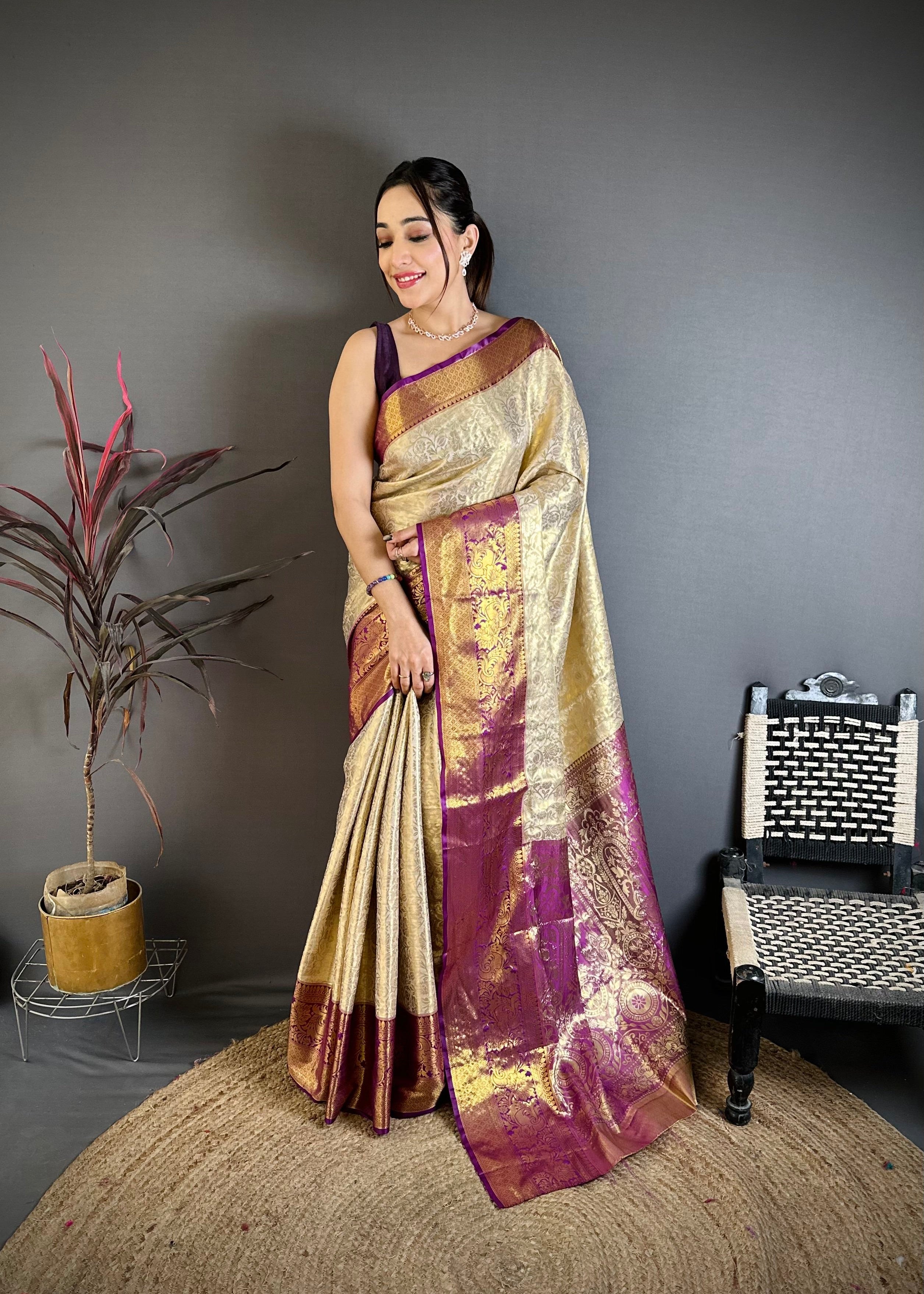 Grape Purple Wedding Wear Kanchipuram Silk Saree