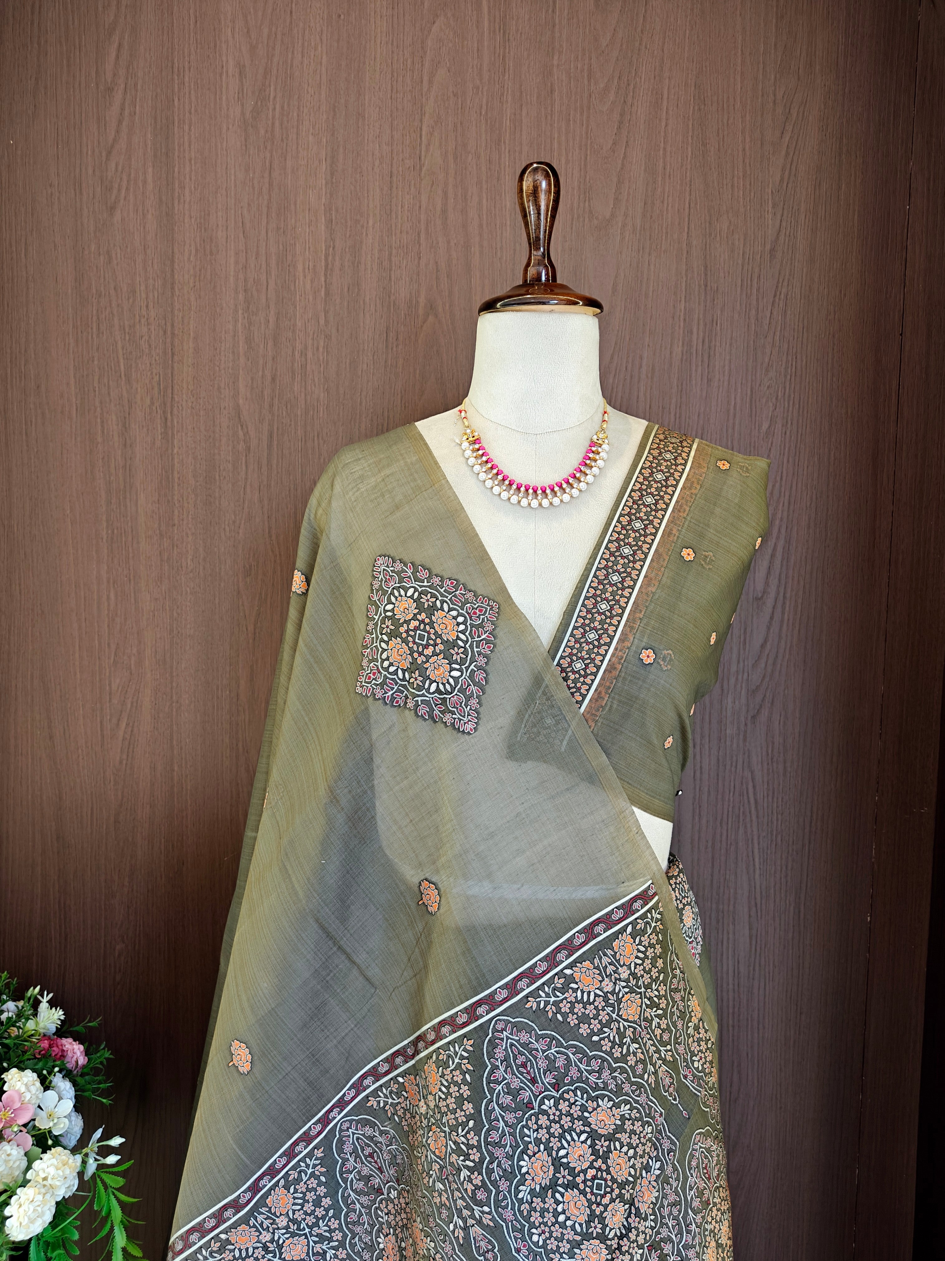 Gray Resham Woven Muga Cotton Saree