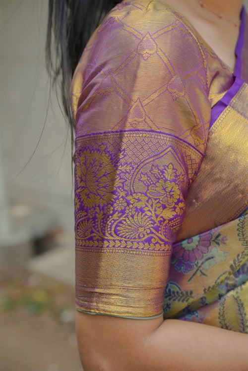 Green Bridal Kanjivaram Semi Silk Saree