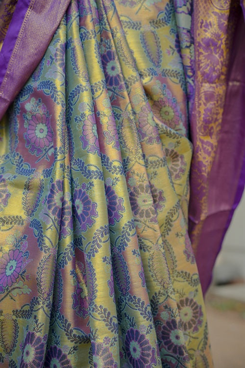 Green Bridal Kanjivaram Semi Silk Saree