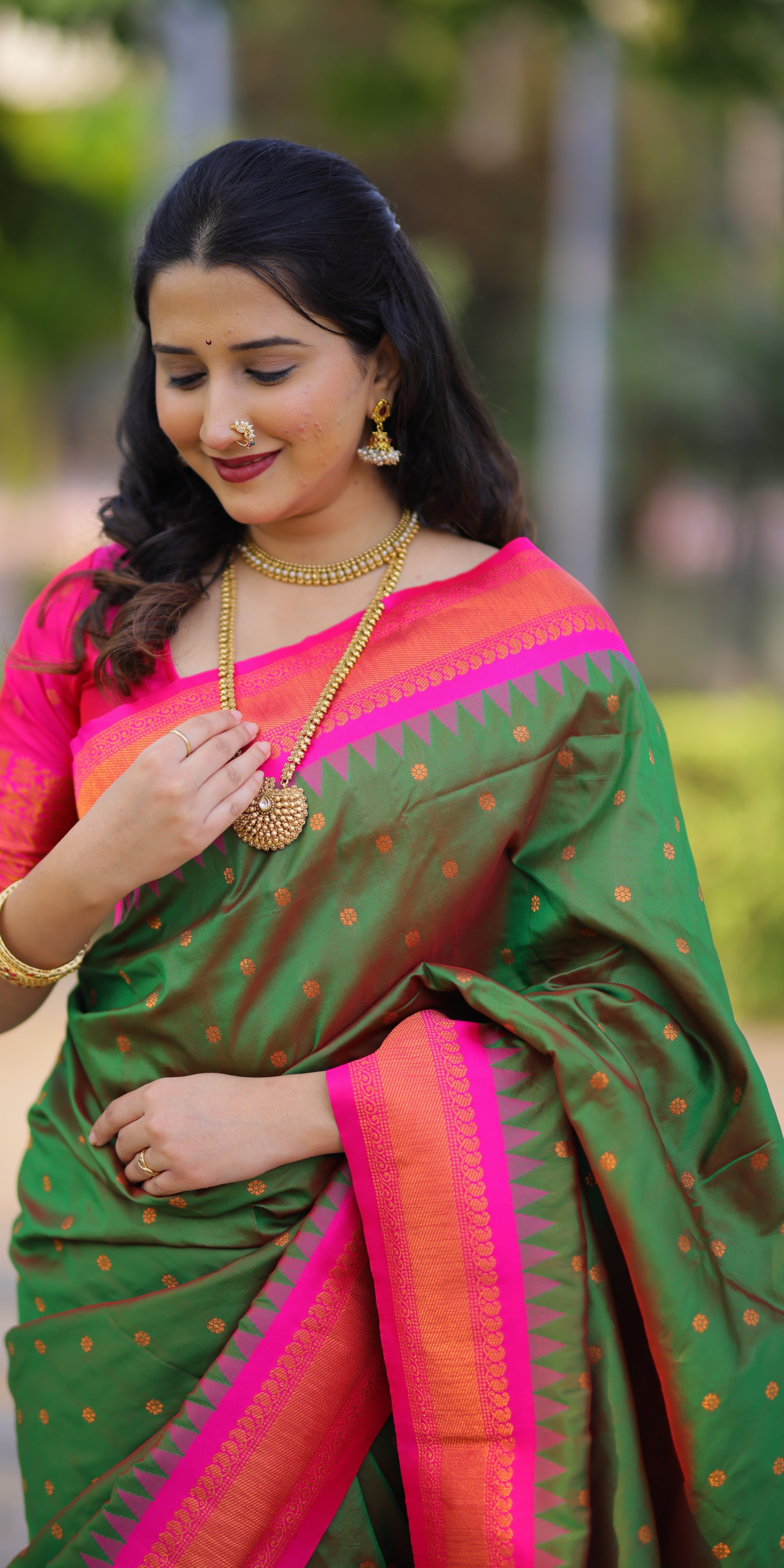 Green Kanji Gadwal Silk Saree