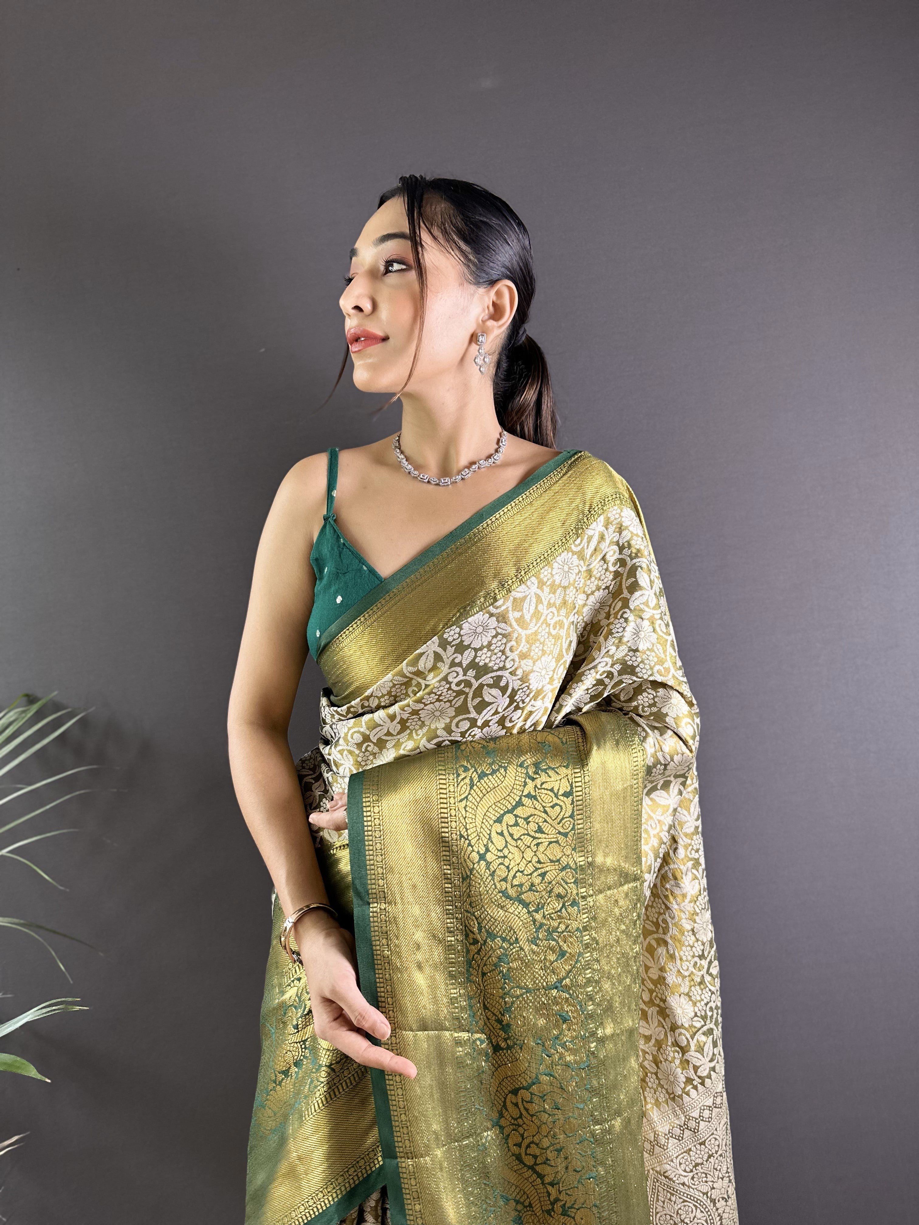 Green Kanjivaram Tissue Silk Saree