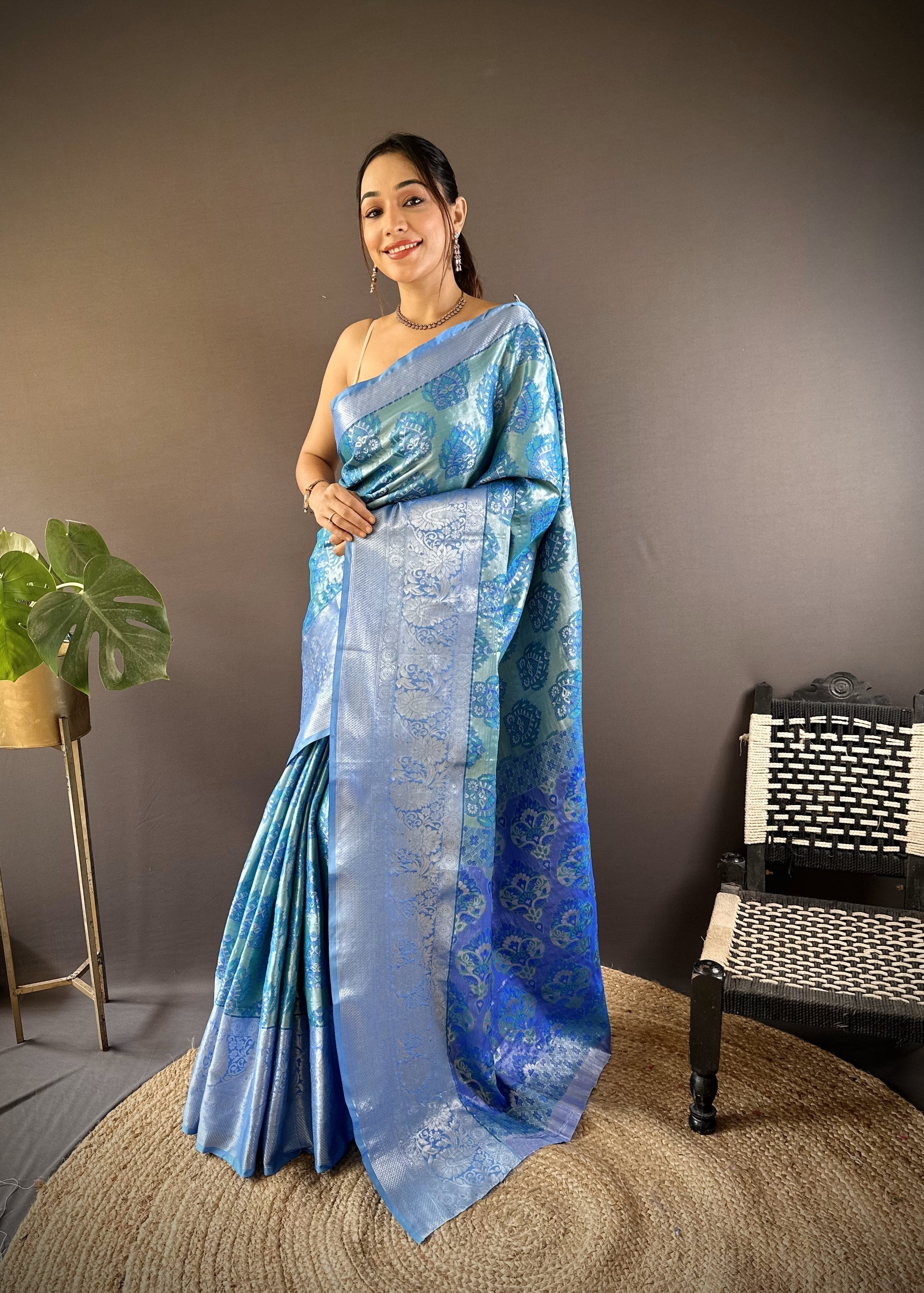 Green Kanjivaram Tissue Silk Saree