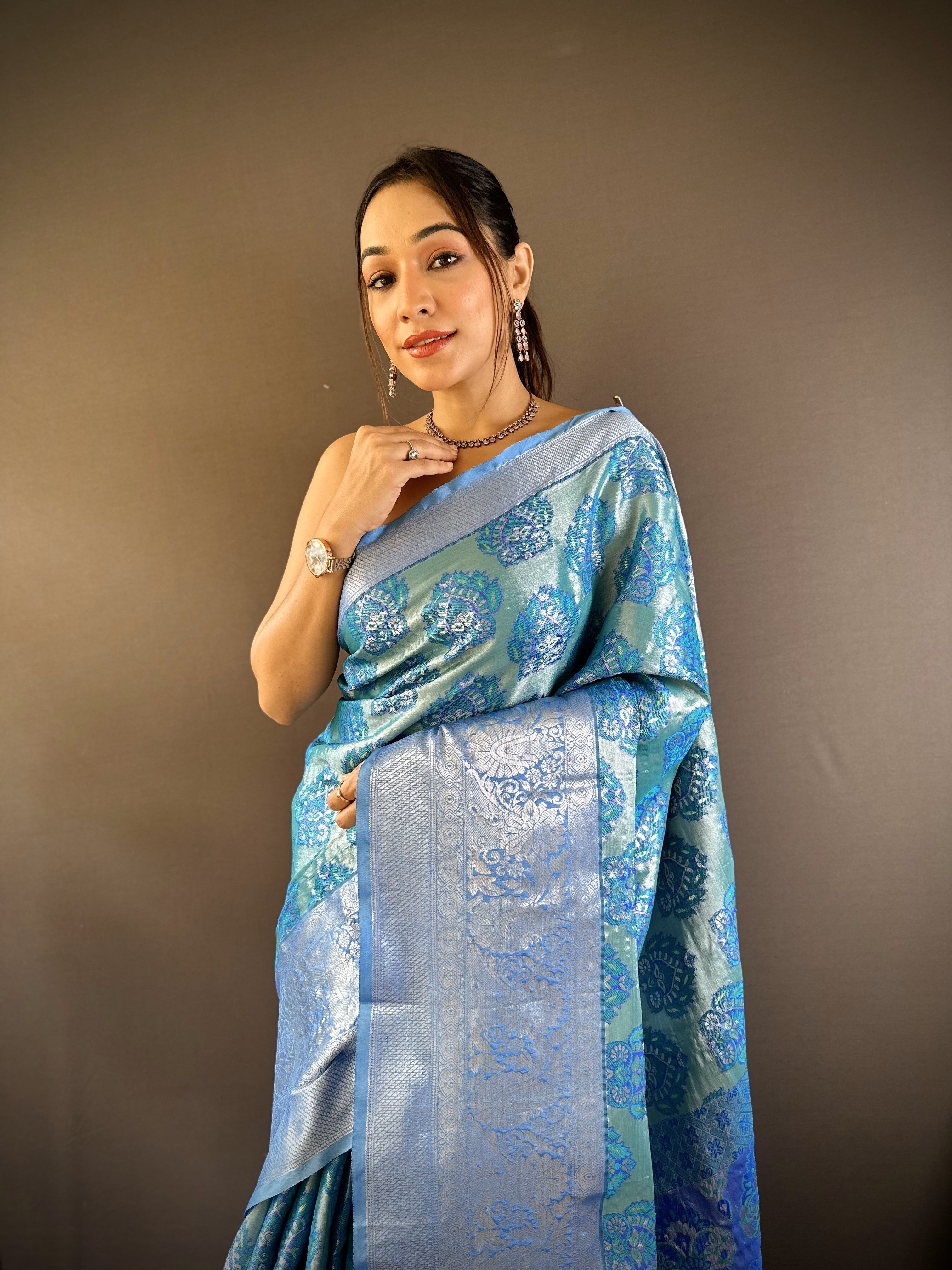 Green Kanjivaram Tissue Silk Saree