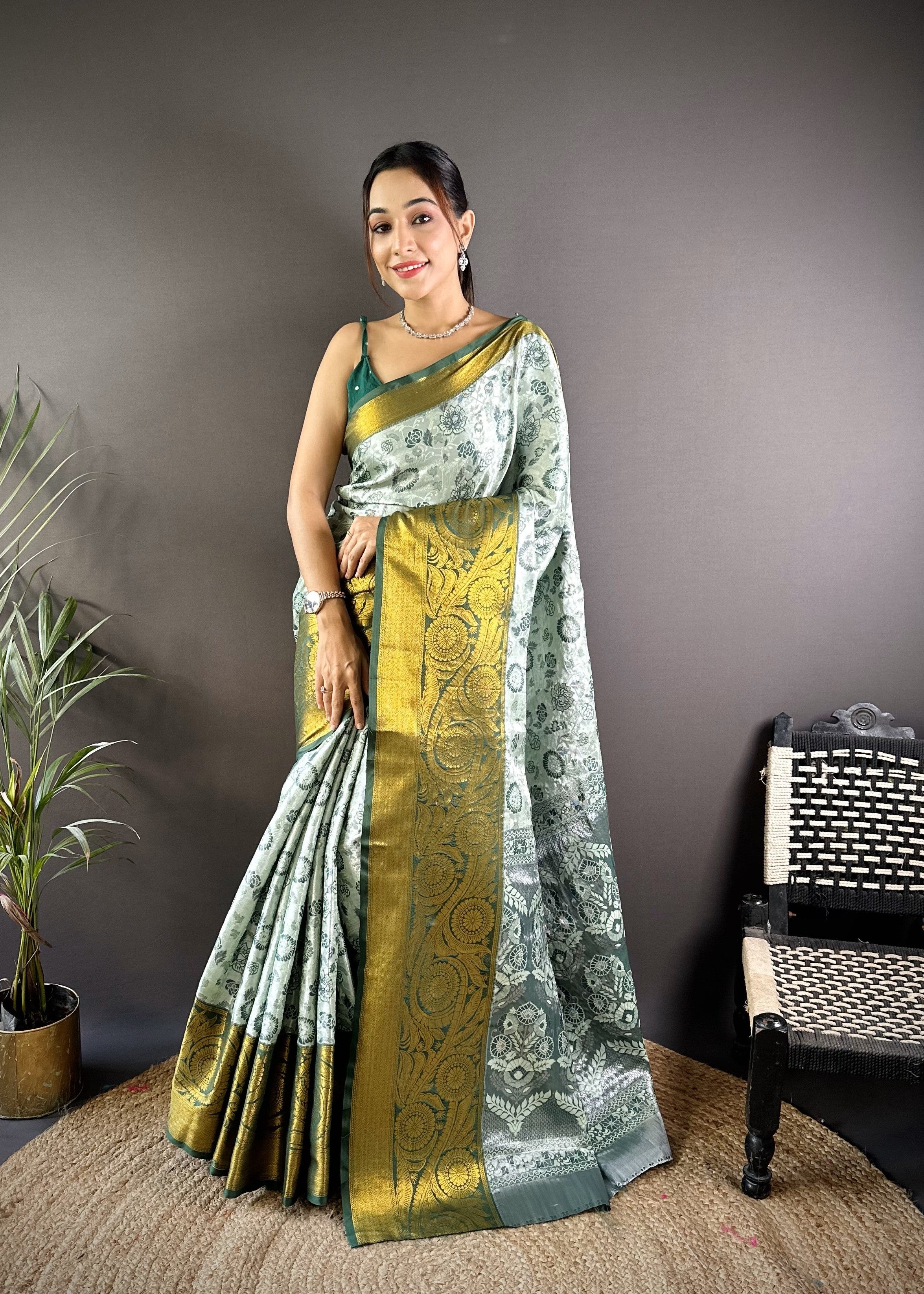 Green Kanjivaram Tissue Silk Saree
