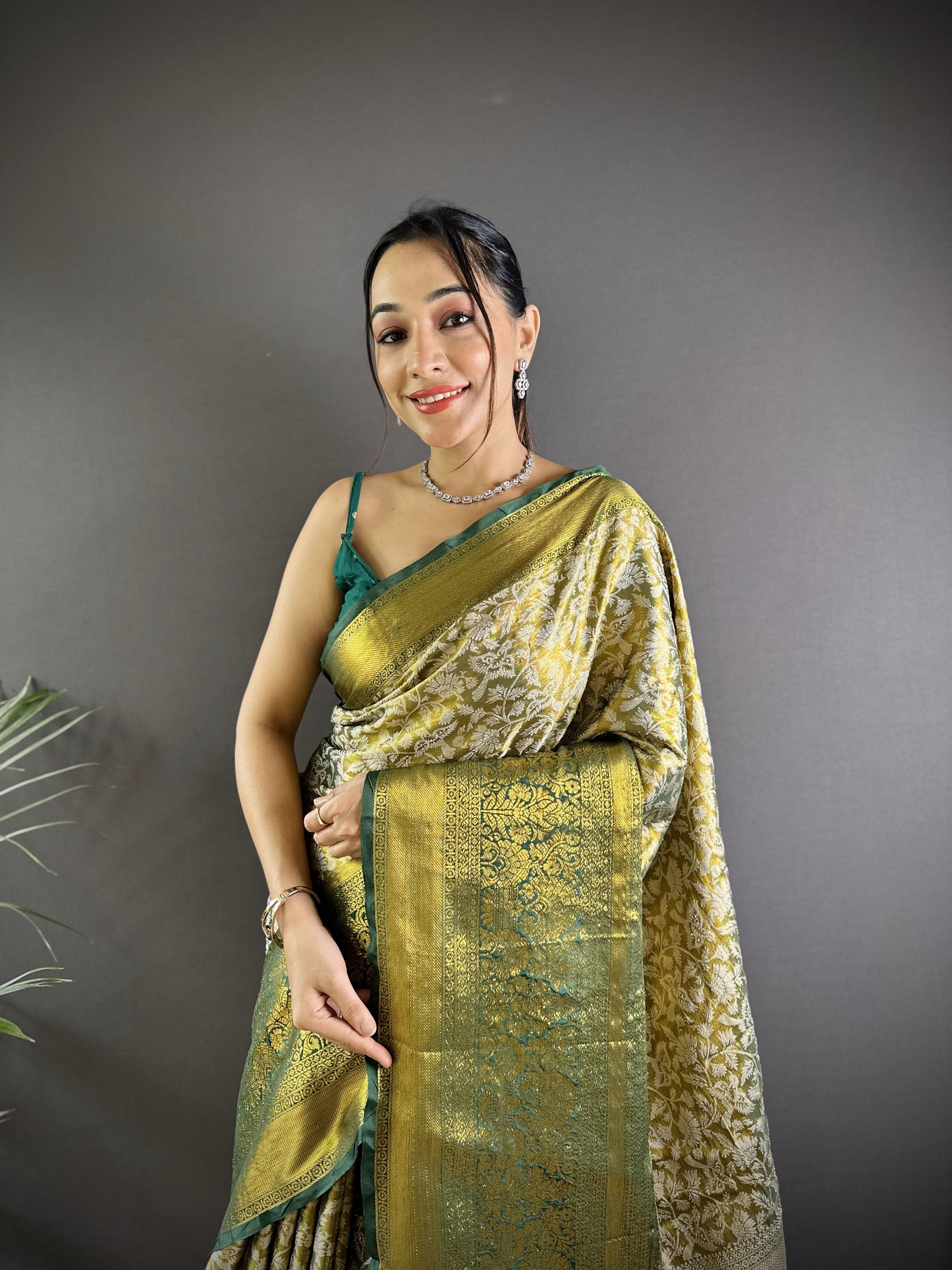 Green Kanjivaram Tissue Silk Saree