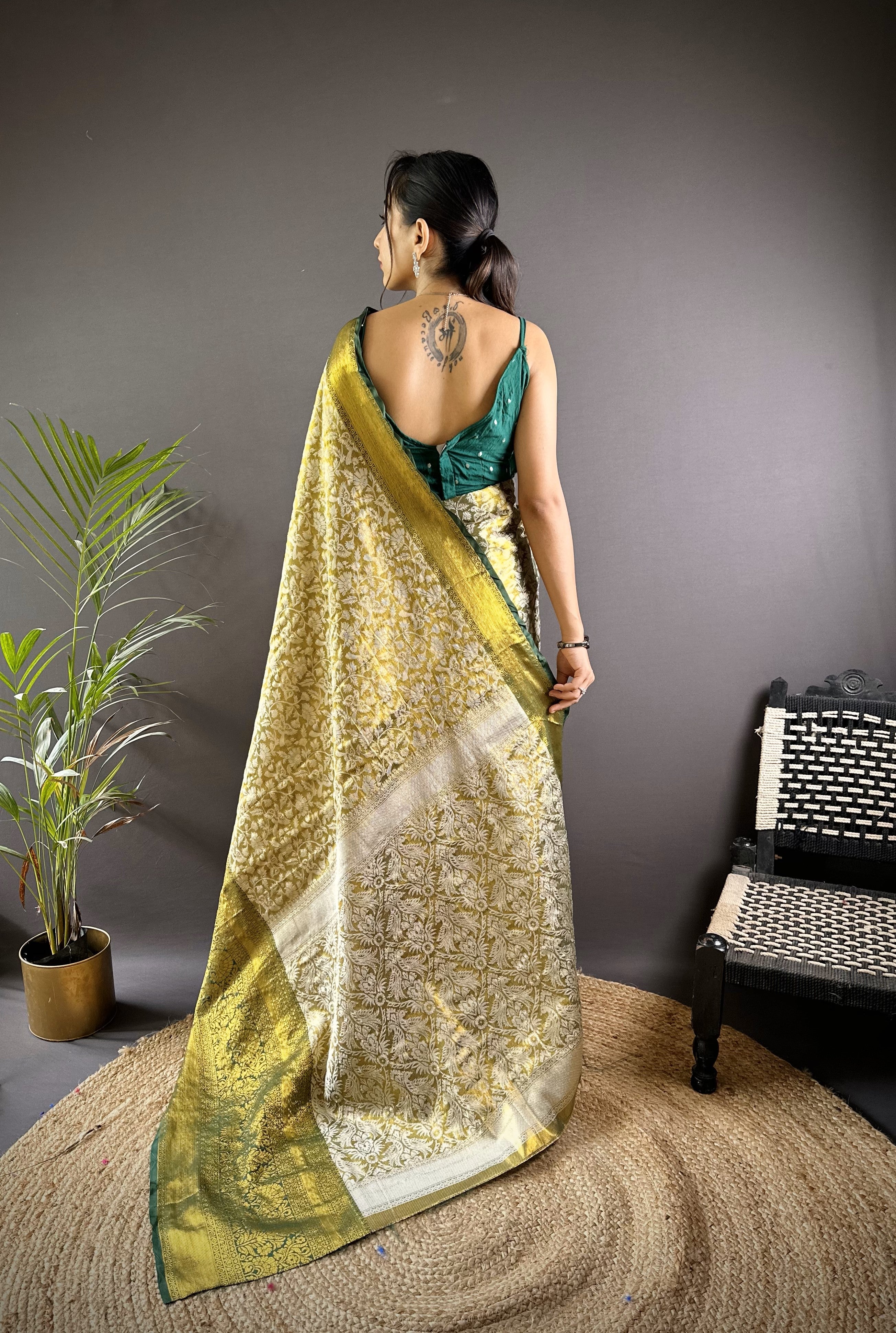 Green Kanjivaram Tissue Silk Saree