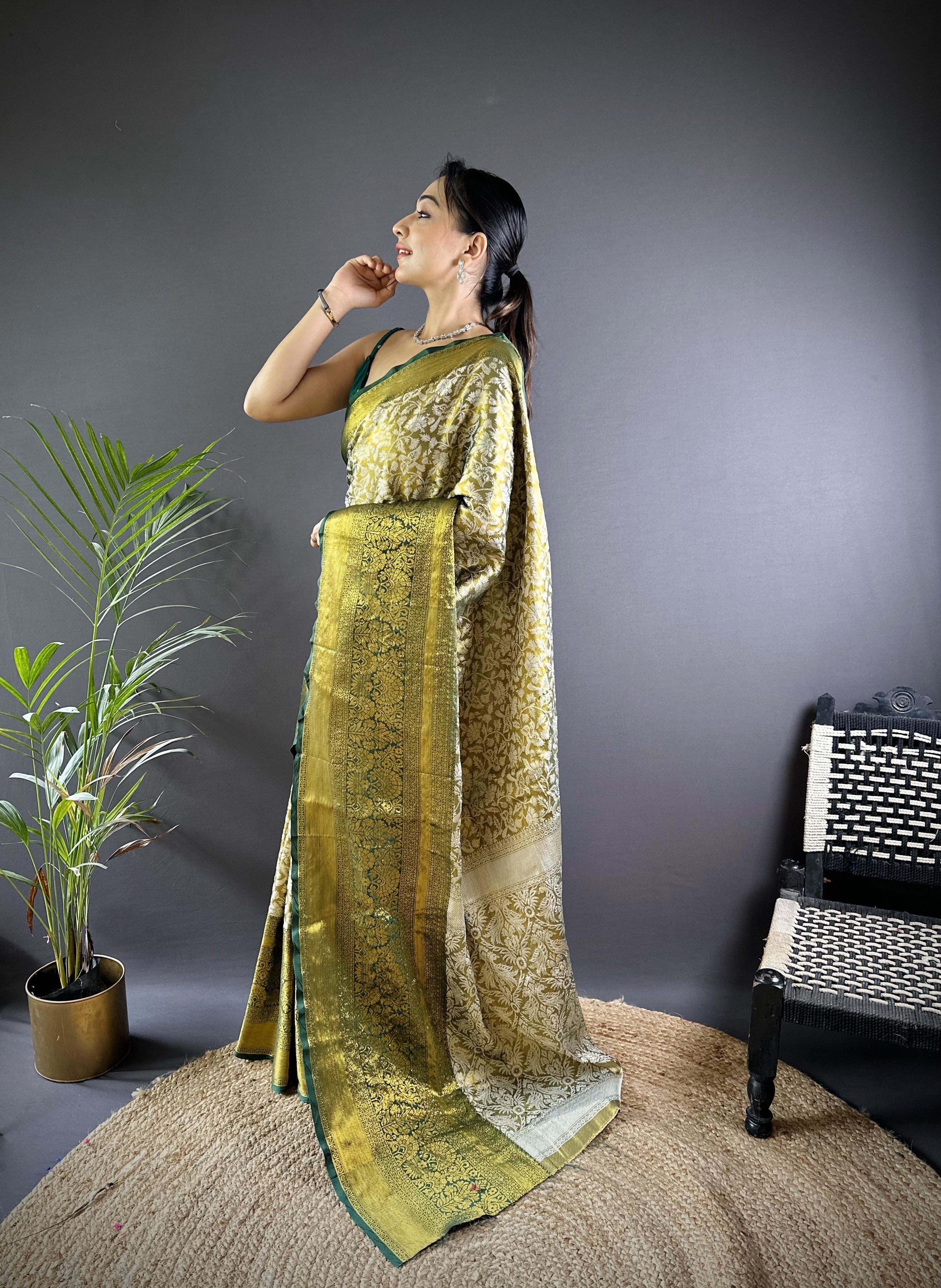 Green Kanjivaram Tissue Silk Saree