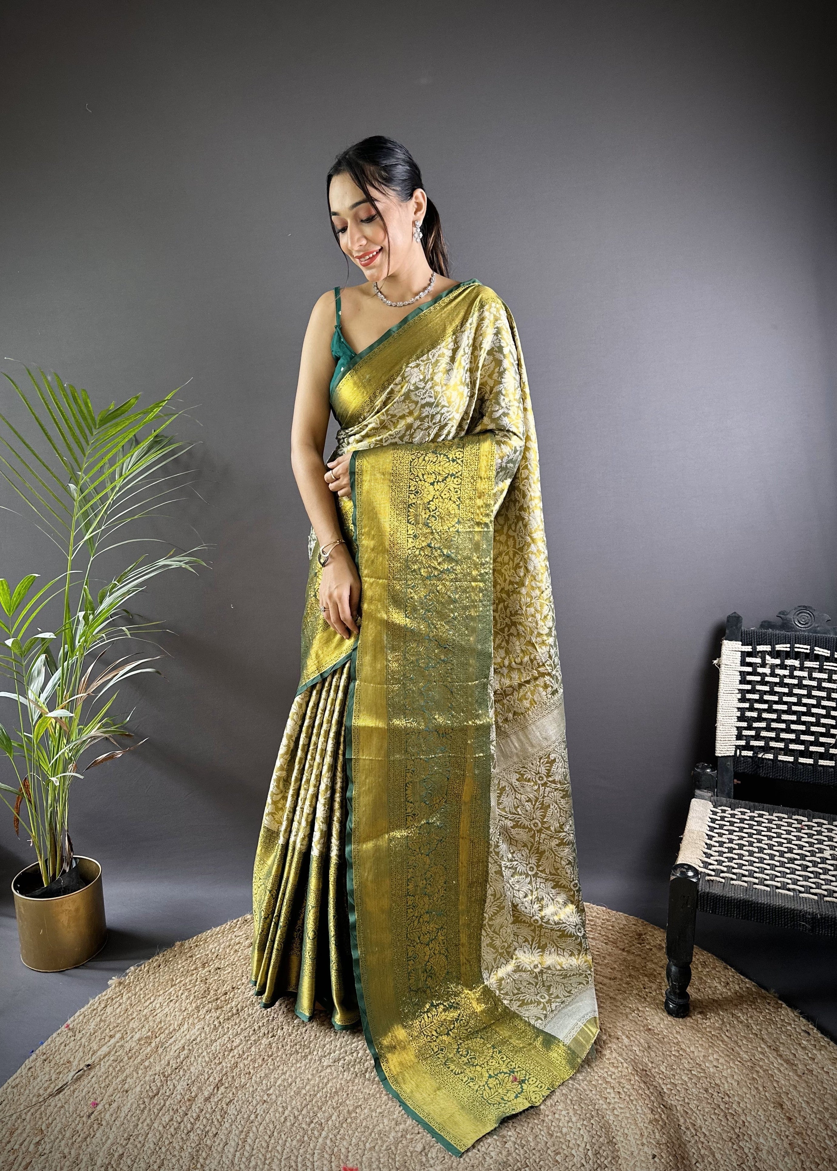Green Kanjivaram Tissue Silk Saree