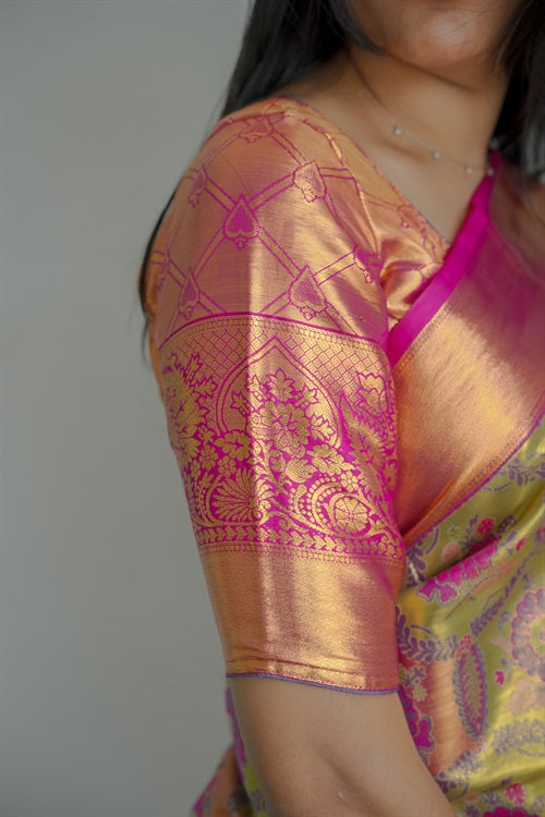 Red Purple Bridal Kanjivaram Semi Silk Saree