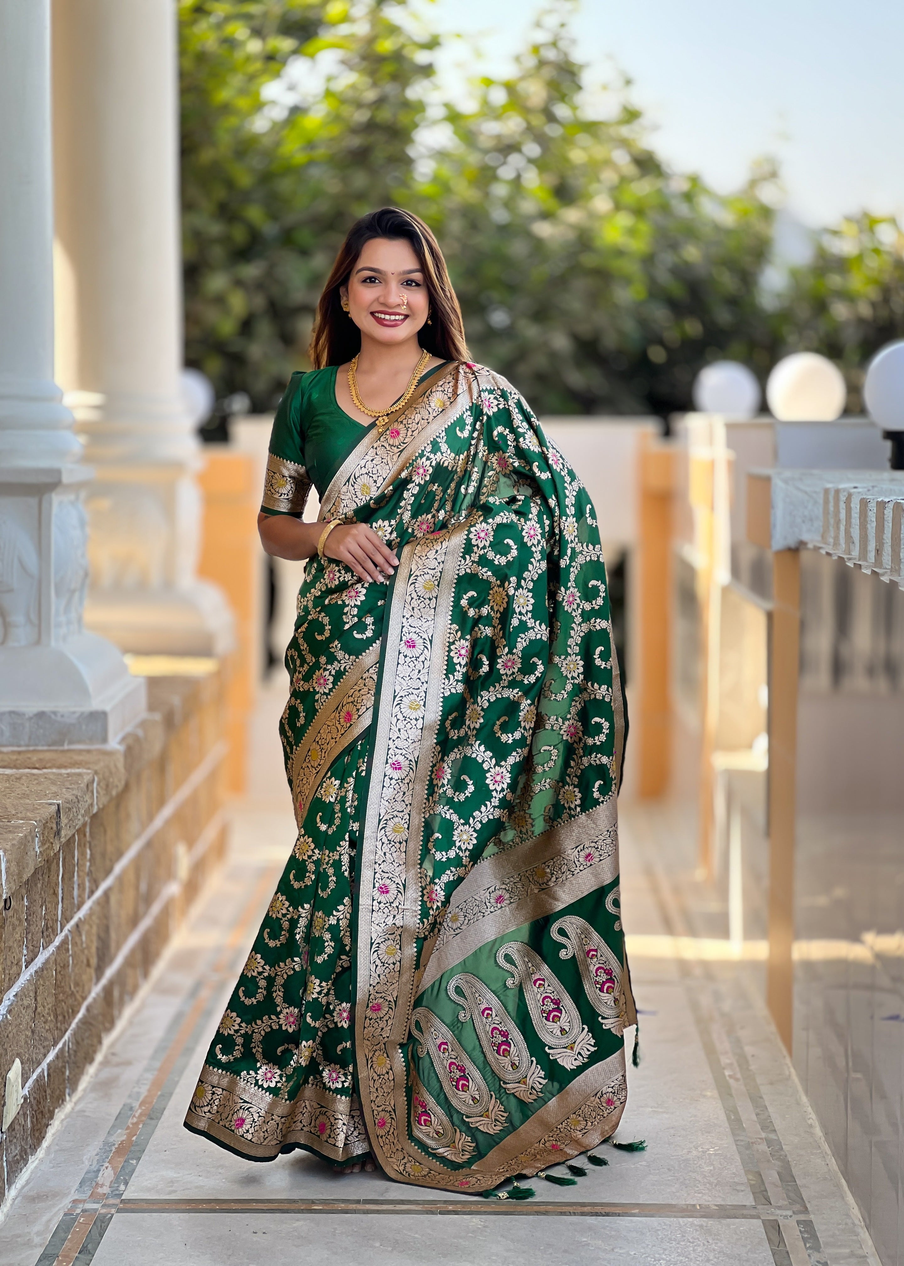 Green Soft Banarasi Silk Saree