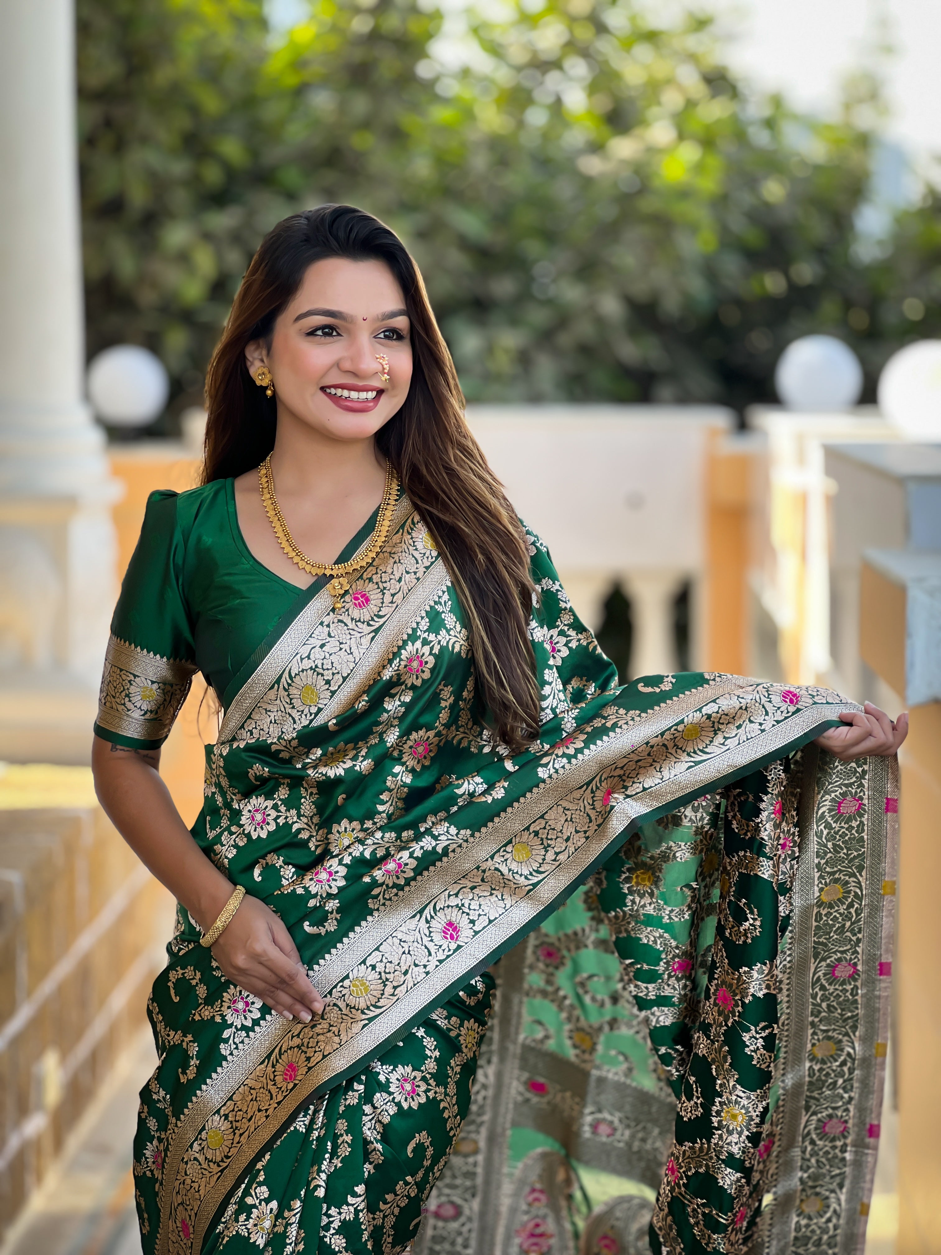 Green Soft Banarasi Silk Saree