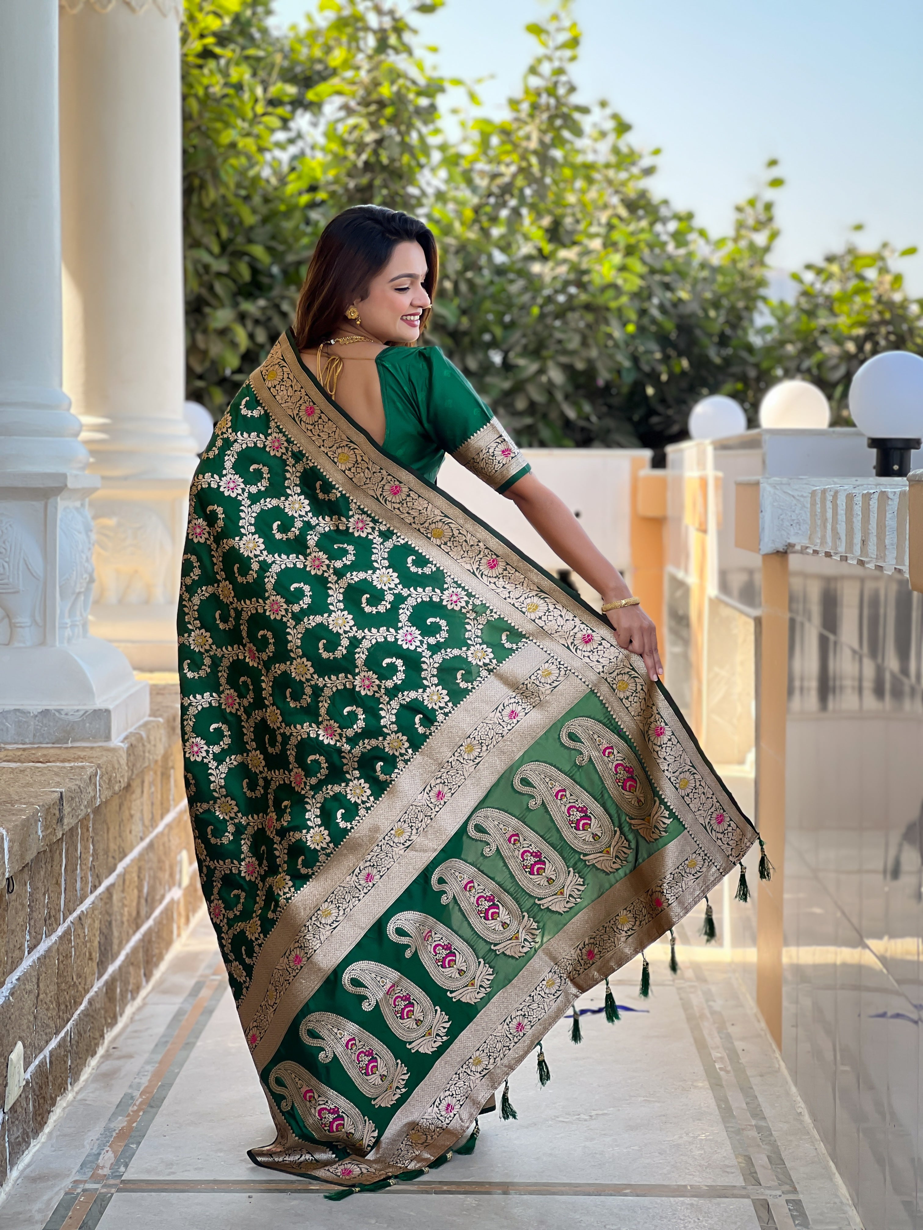 Green Soft Banarasi Silk Saree