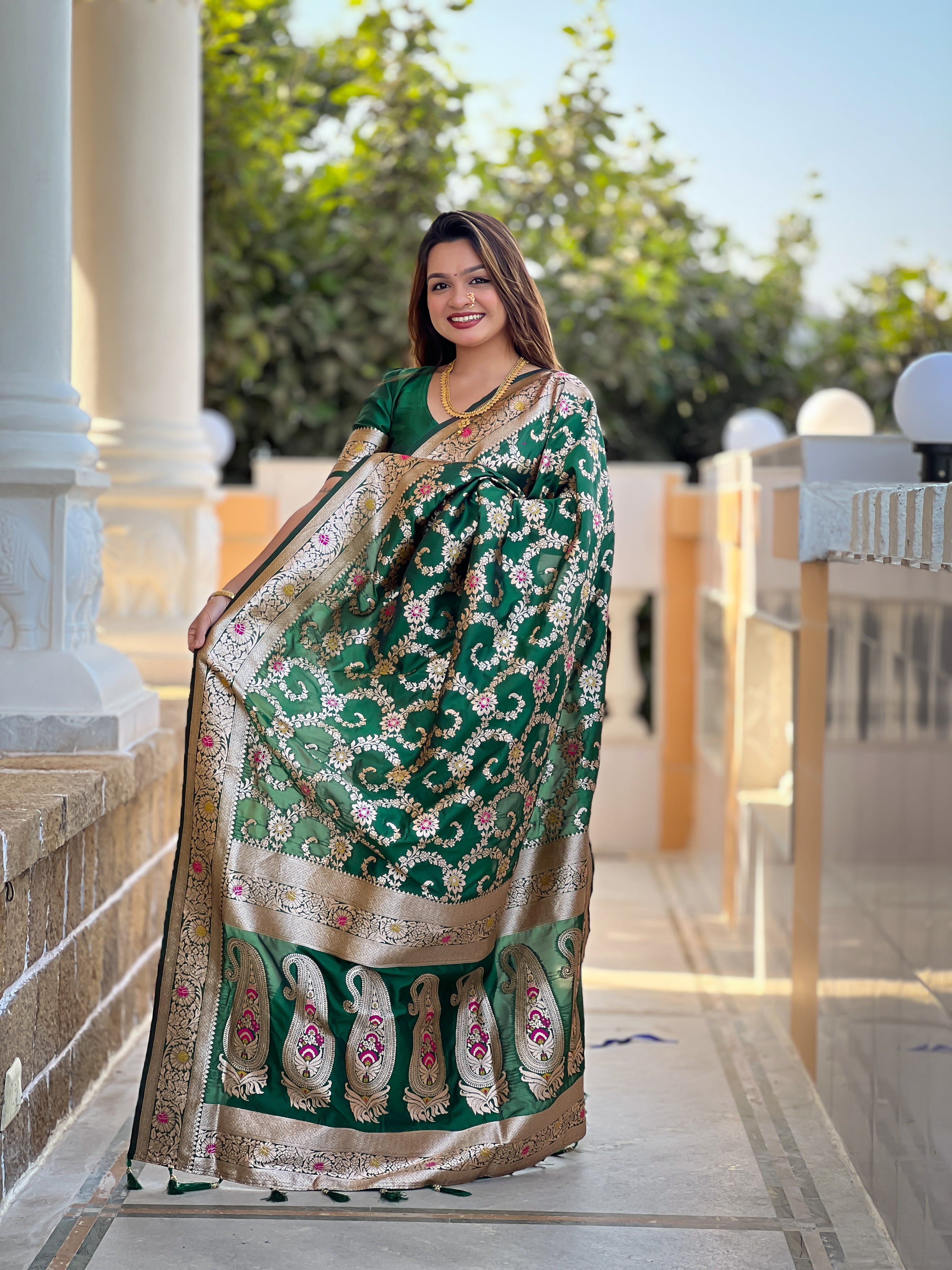 Green Soft Banarasi Silk Saree