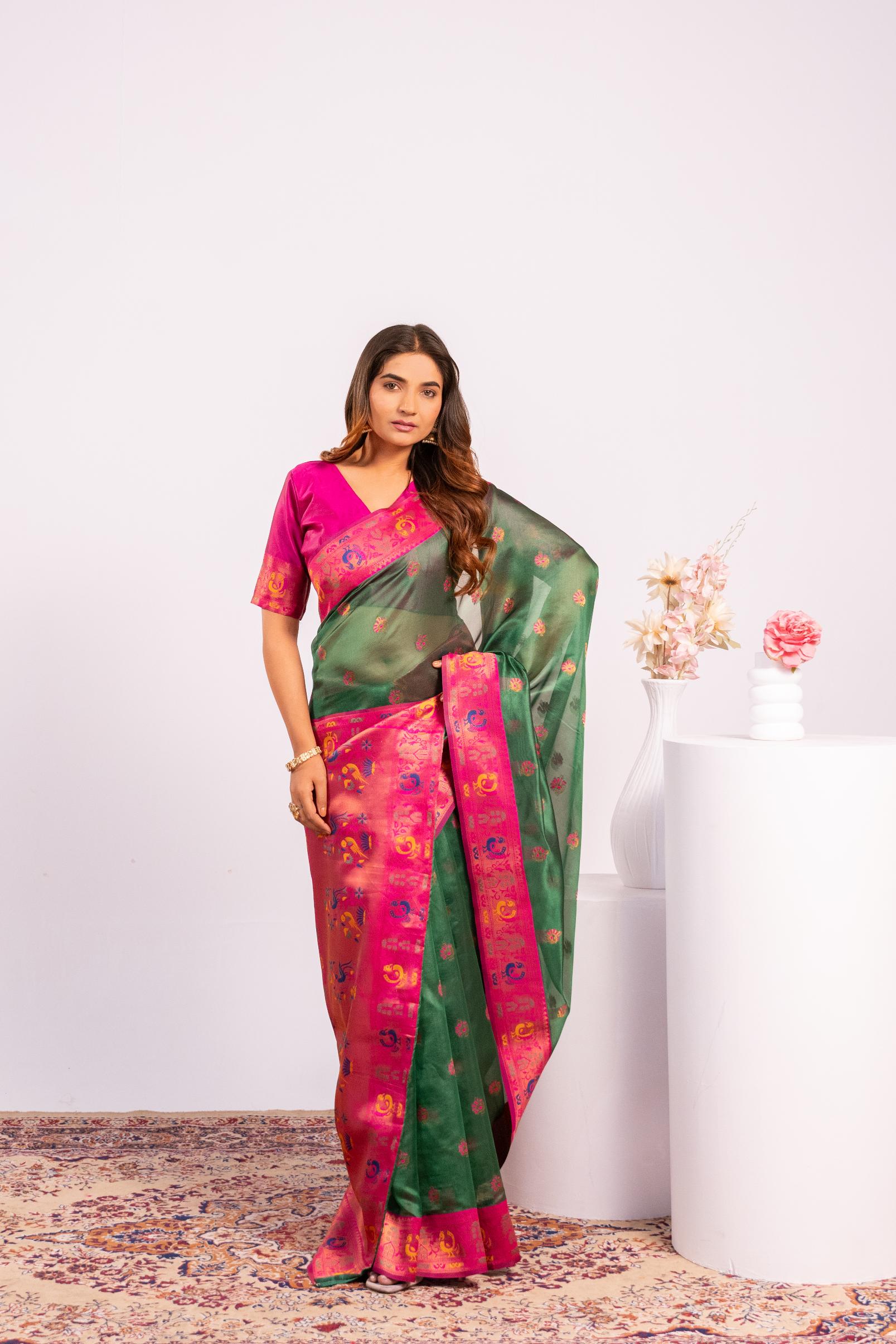 Green Tissue Silk Paithani Saree