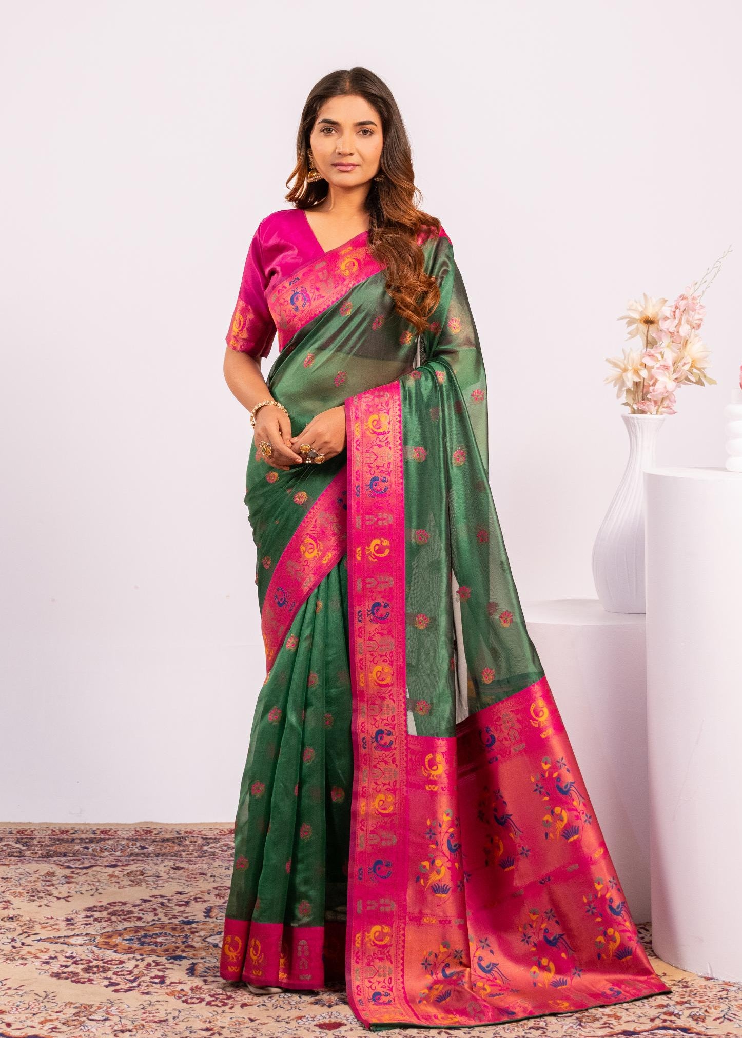 Green Tissue Silk Paithani Saree