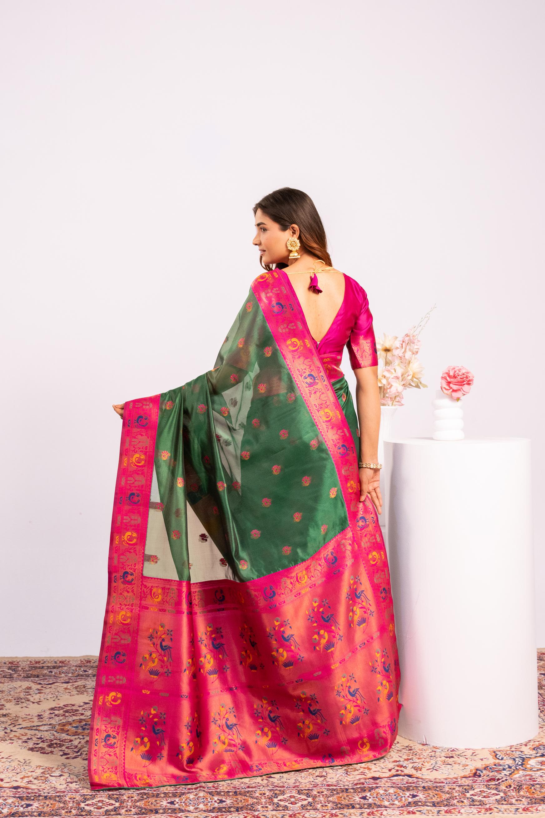 Green Tissue Silk Paithani Saree