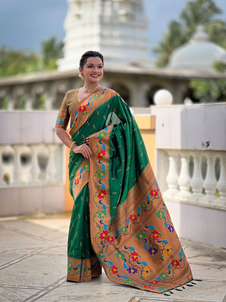 Green Wedding Wear Soft Paithani Silk Saree