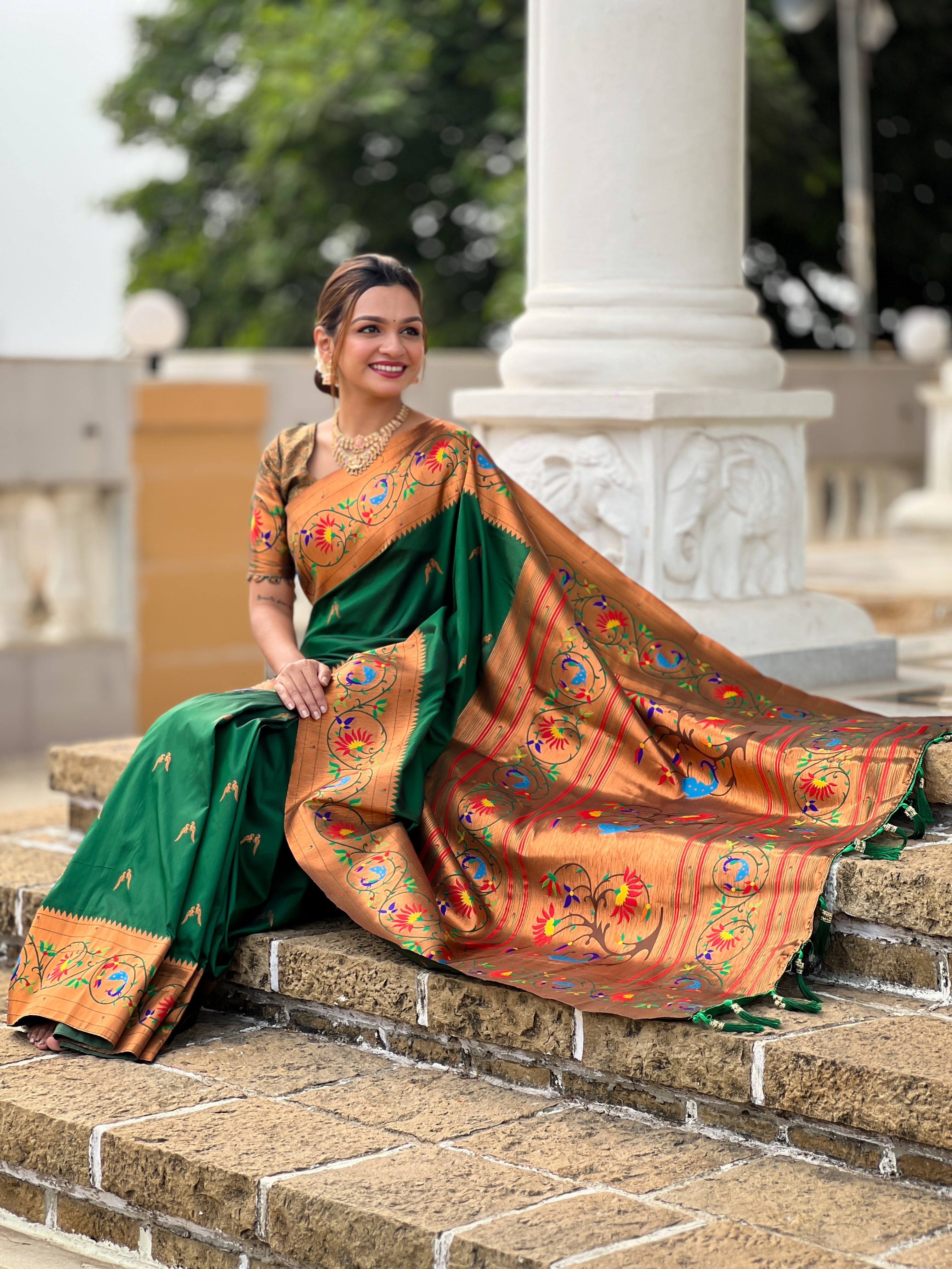 Green Wedding Wear Soft Paithani Silk Saree