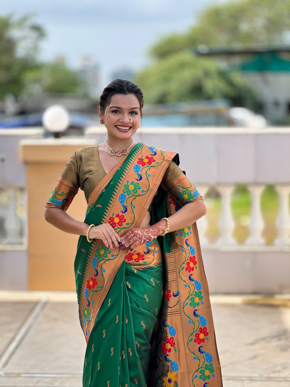 Green Wedding Wear Soft Paithani Silk Saree