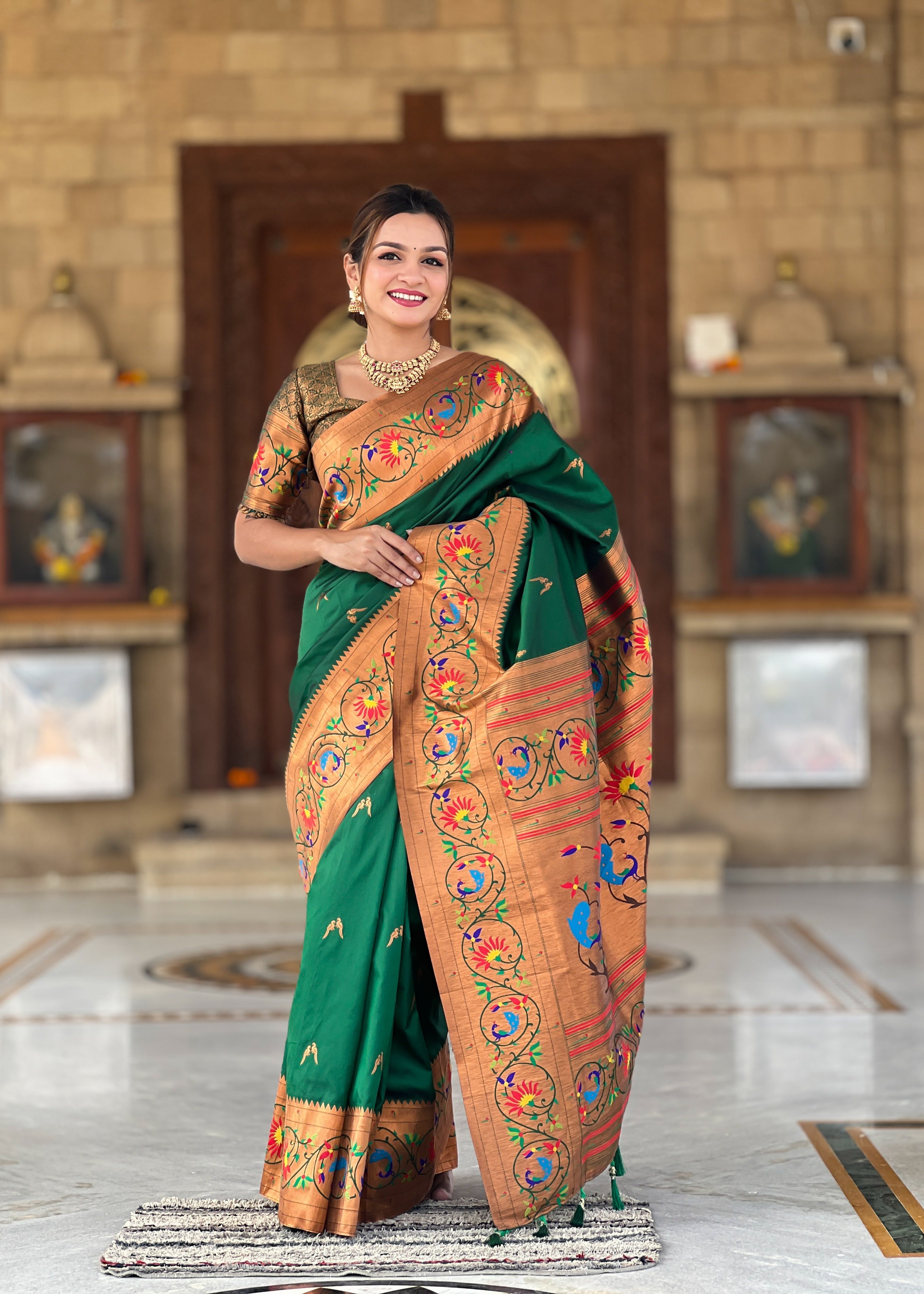 Green Wedding Wear Soft Paithani Silk Saree