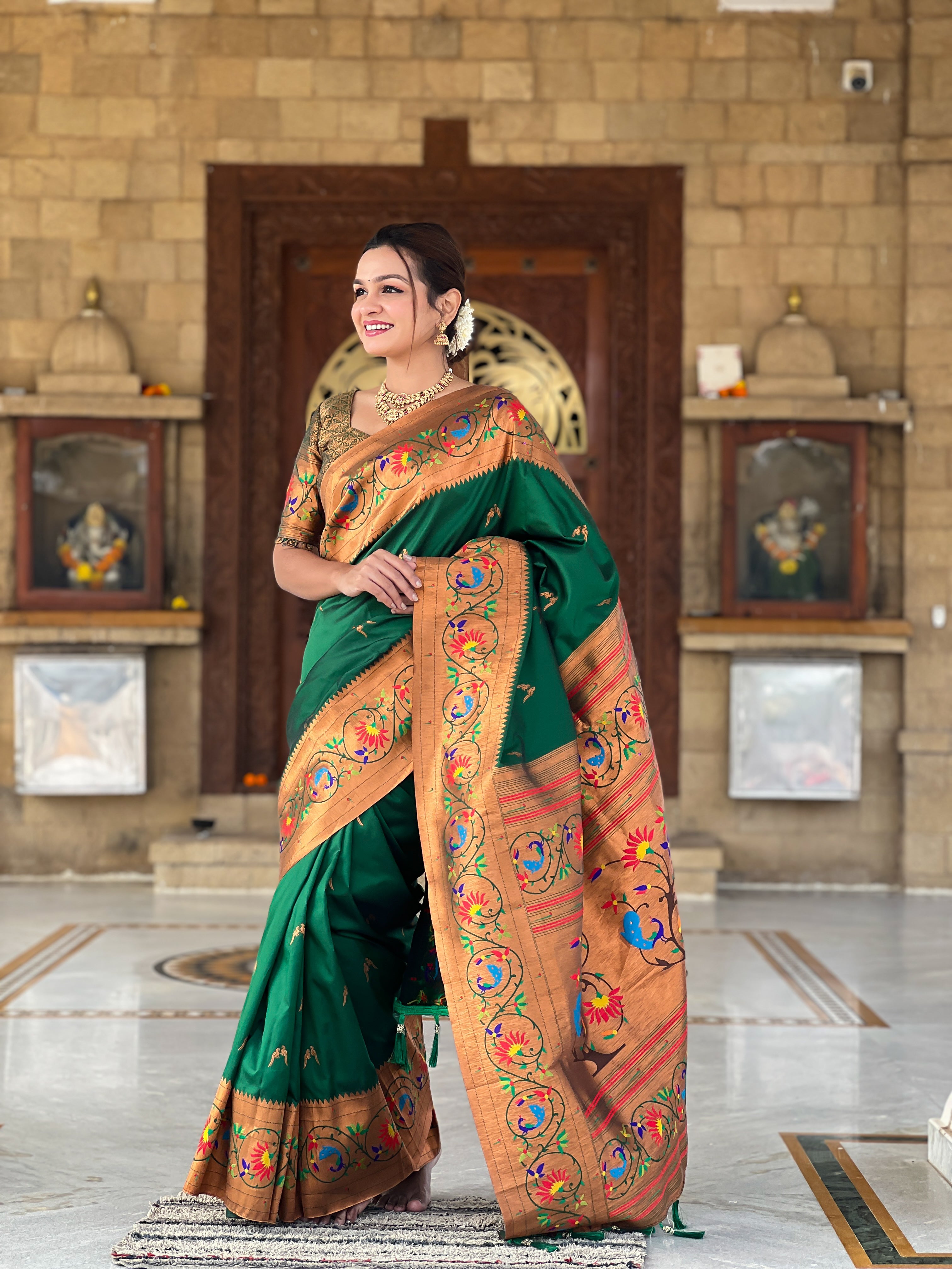 Green Wedding Wear Soft Paithani Silk Saree