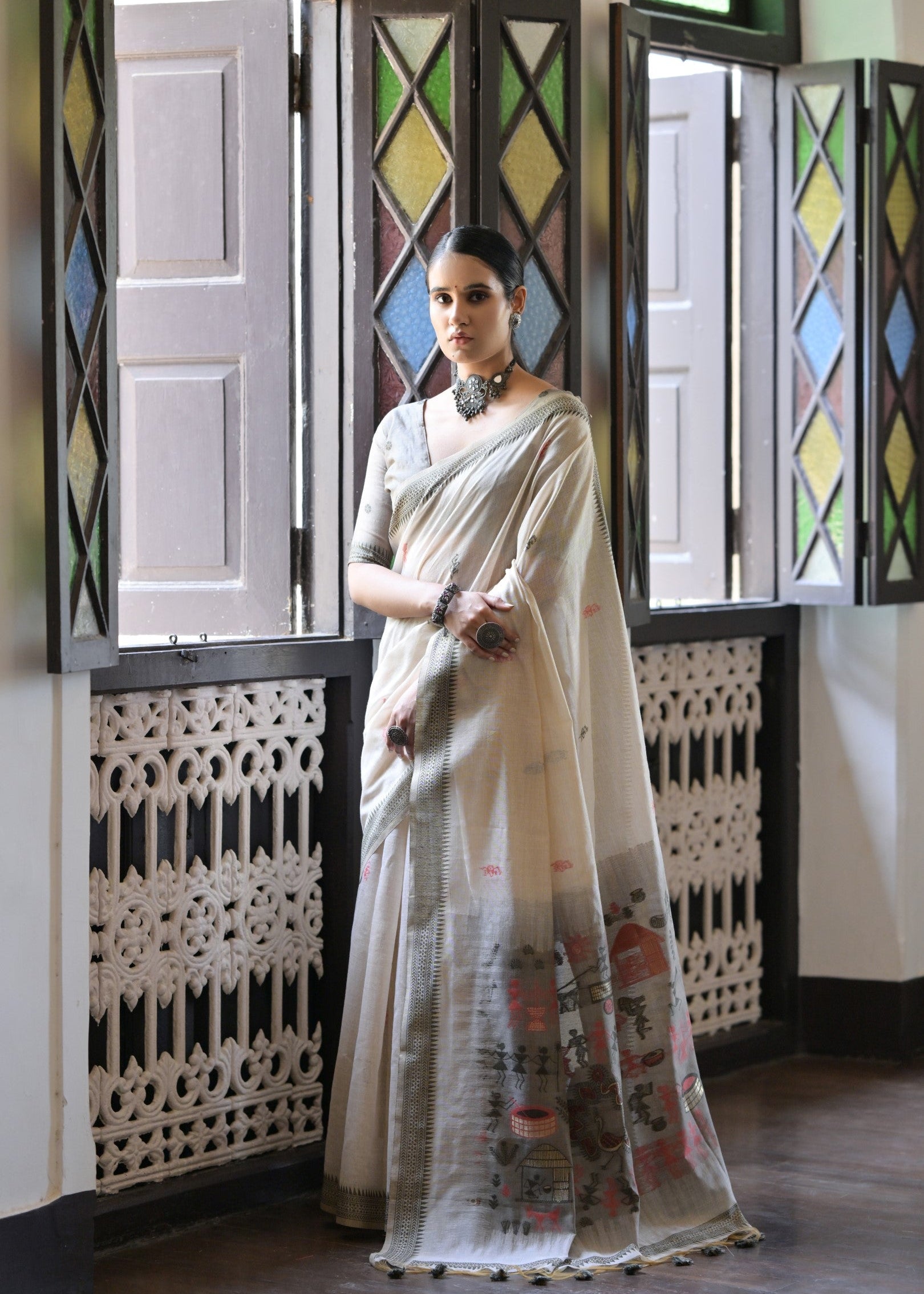 Grey Muga Cotton Saree