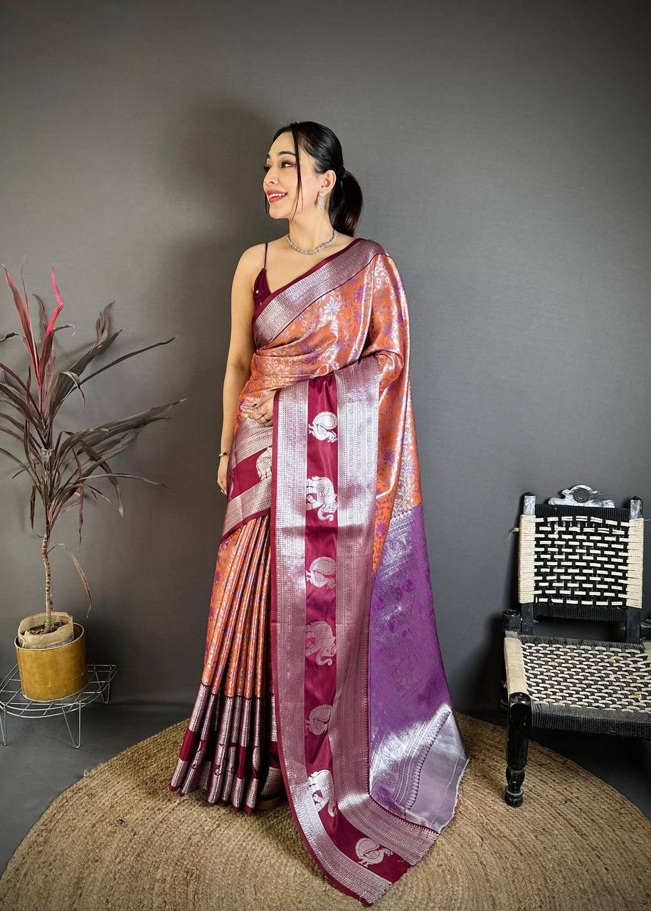 Handloom Weaving Pure Kanjivaram Silk Saree