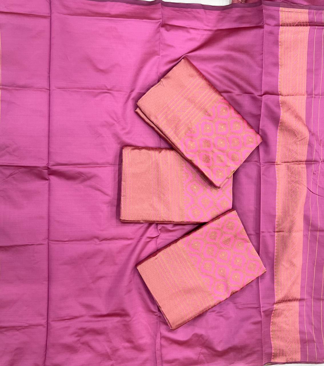 Hot Pink Traditional Lichi Silk Saree