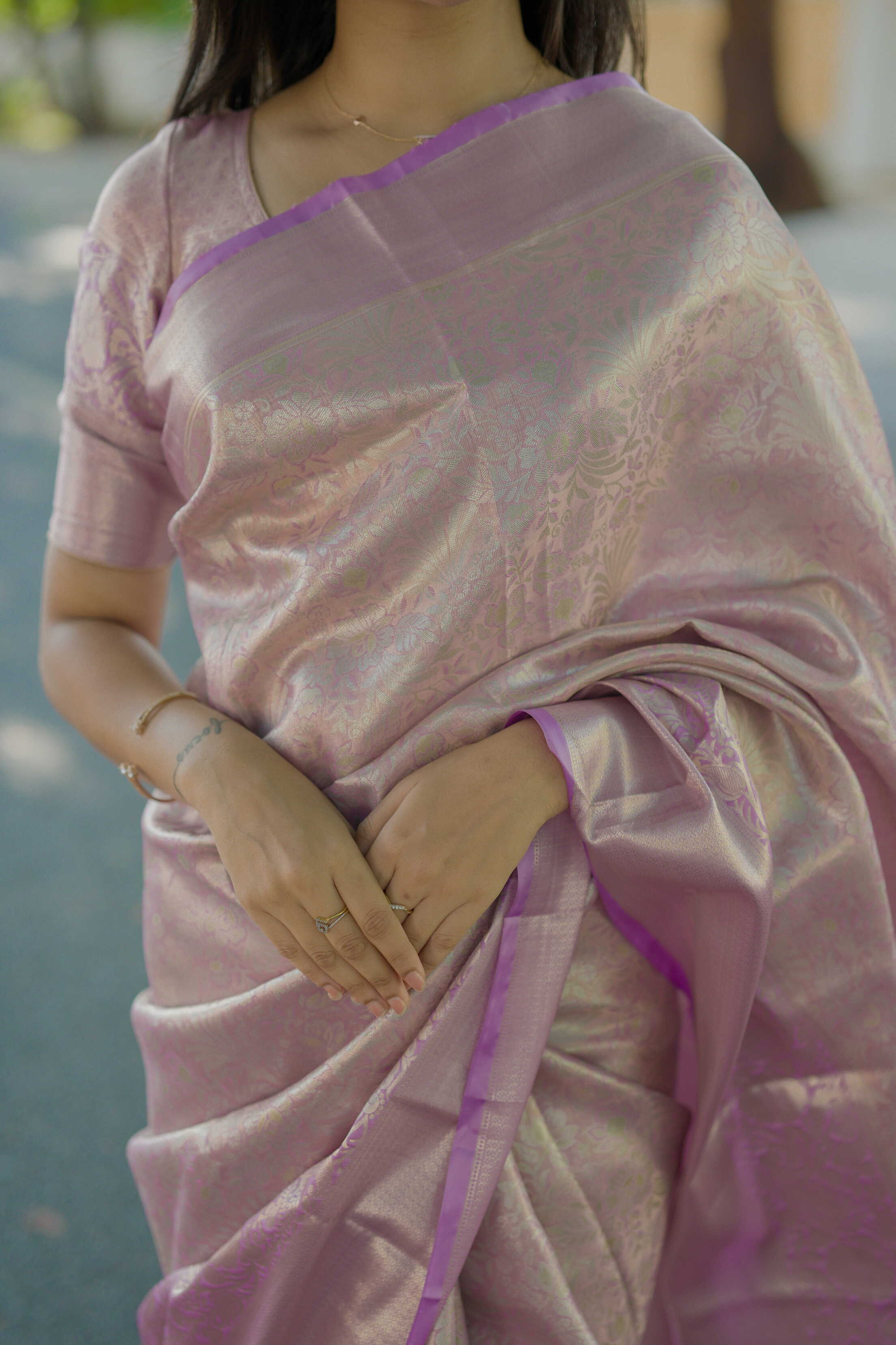 Lavender Bridal Kanchipuram Silk Saree