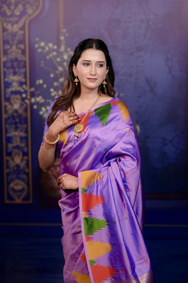 Lavender Triangle Weave Soft Silk Saree