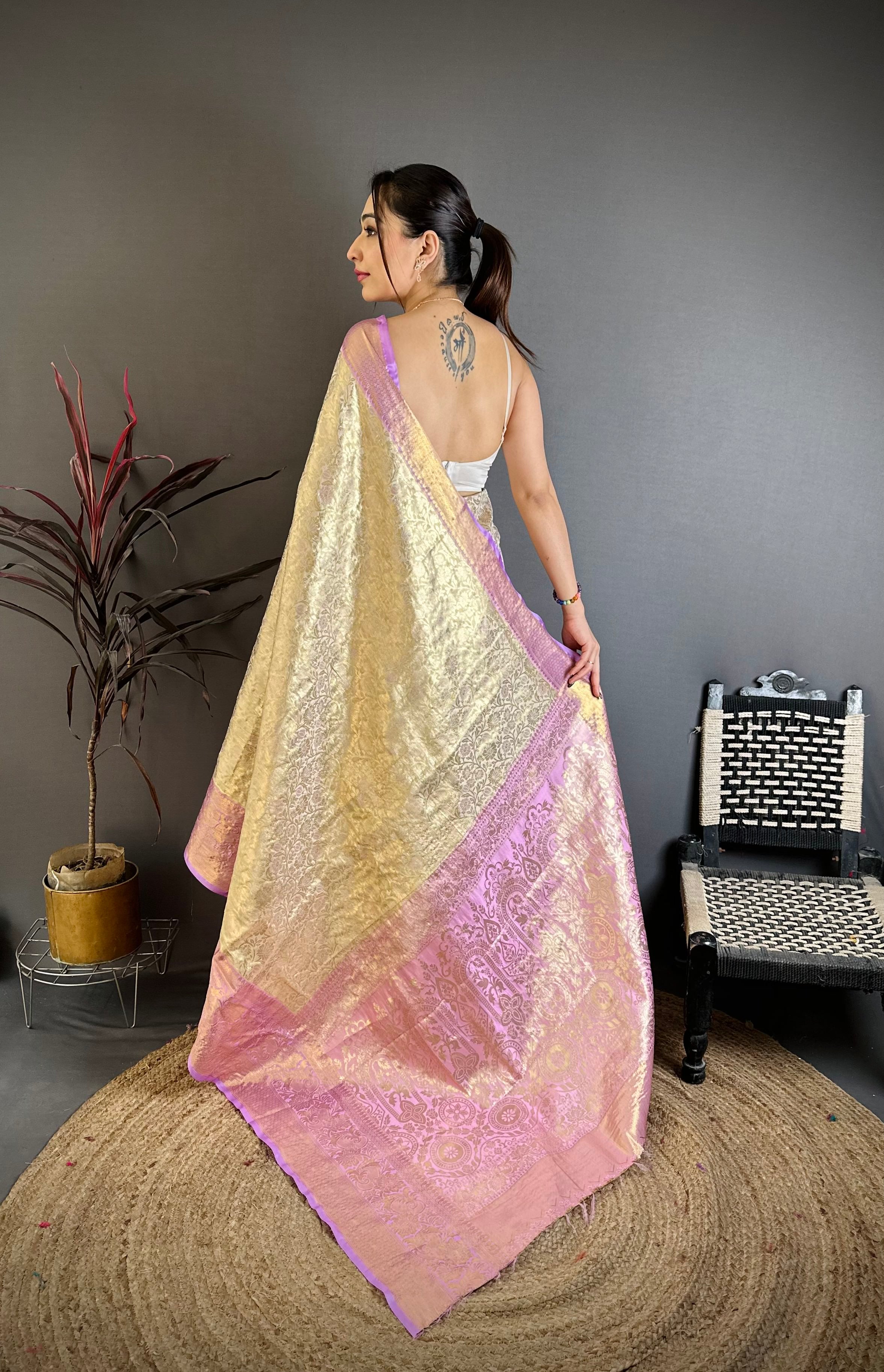 Lavender Wedding Wear Kanchipuram Silk Saree