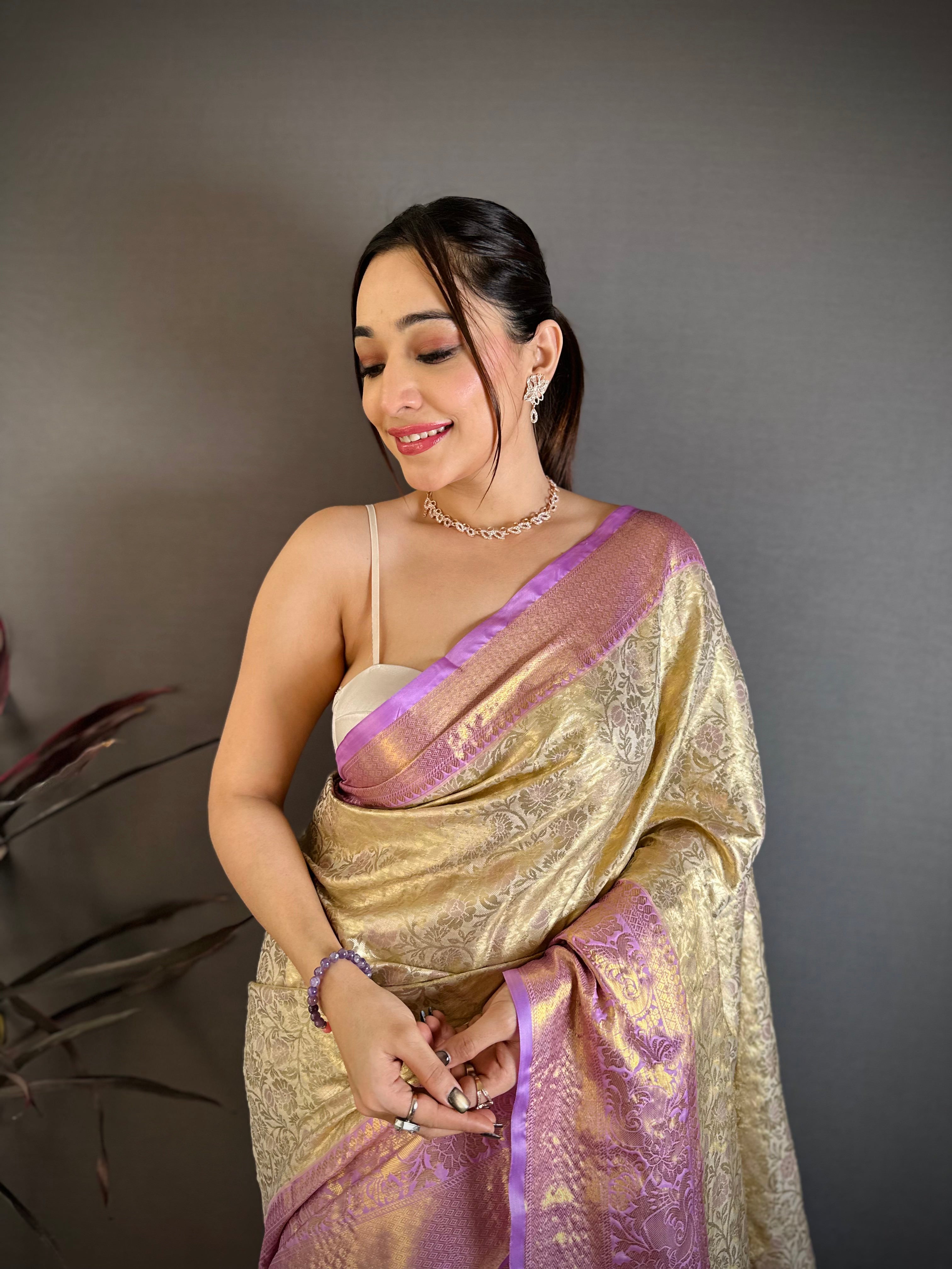 Lavender Wedding Wear Kanchipuram Silk Saree