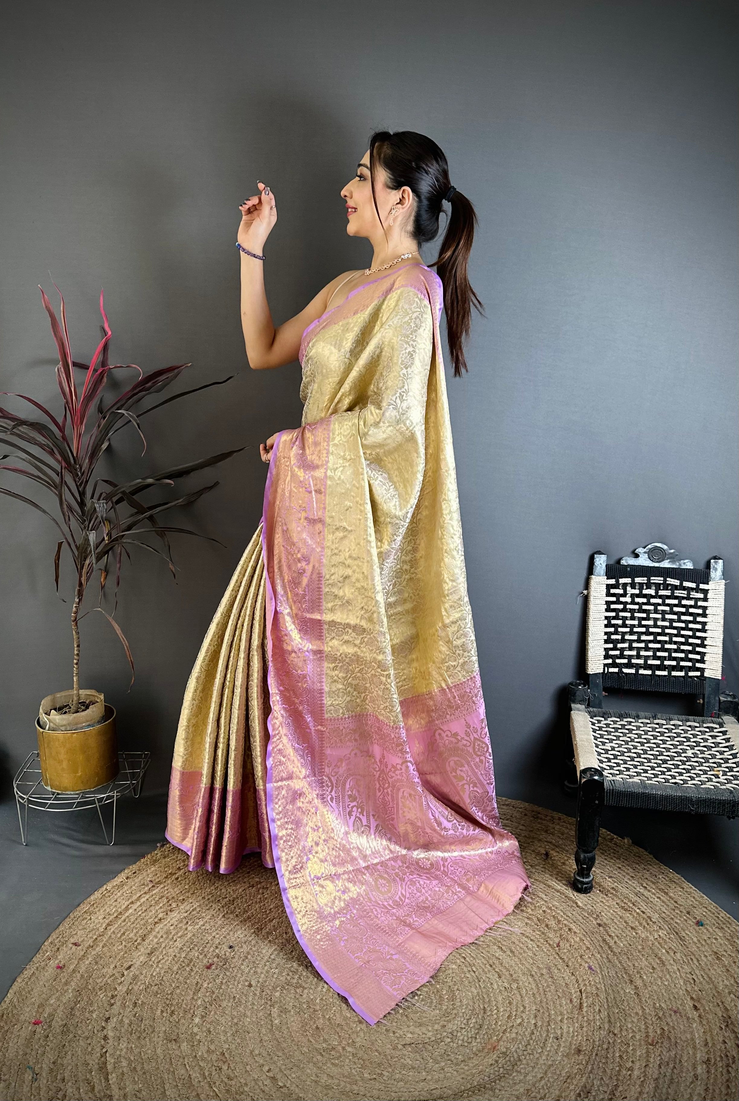 Lavender Wedding Wear Kanchipuram Silk Saree