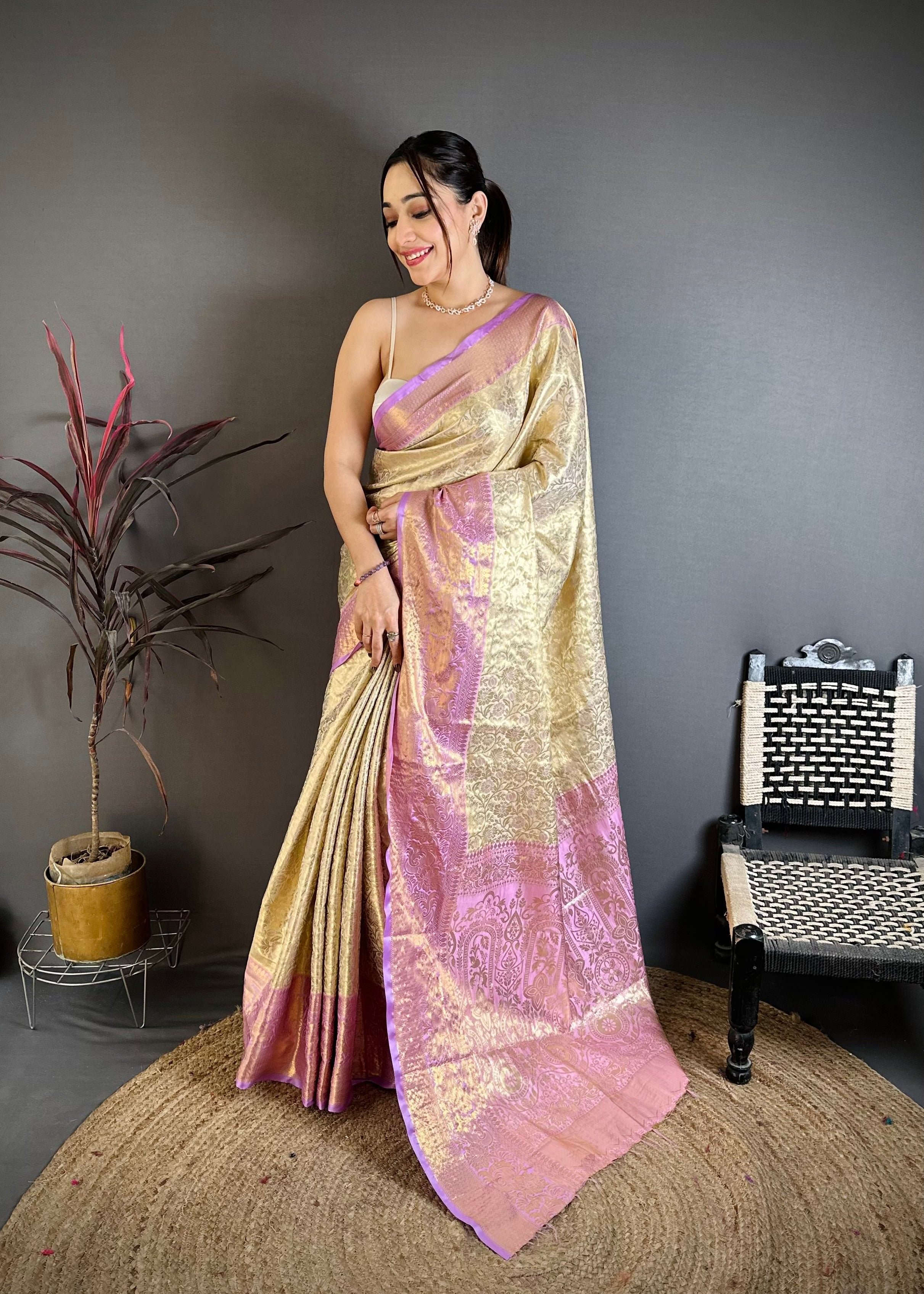 Lavender Wedding Wear Kanchipuram Silk Saree